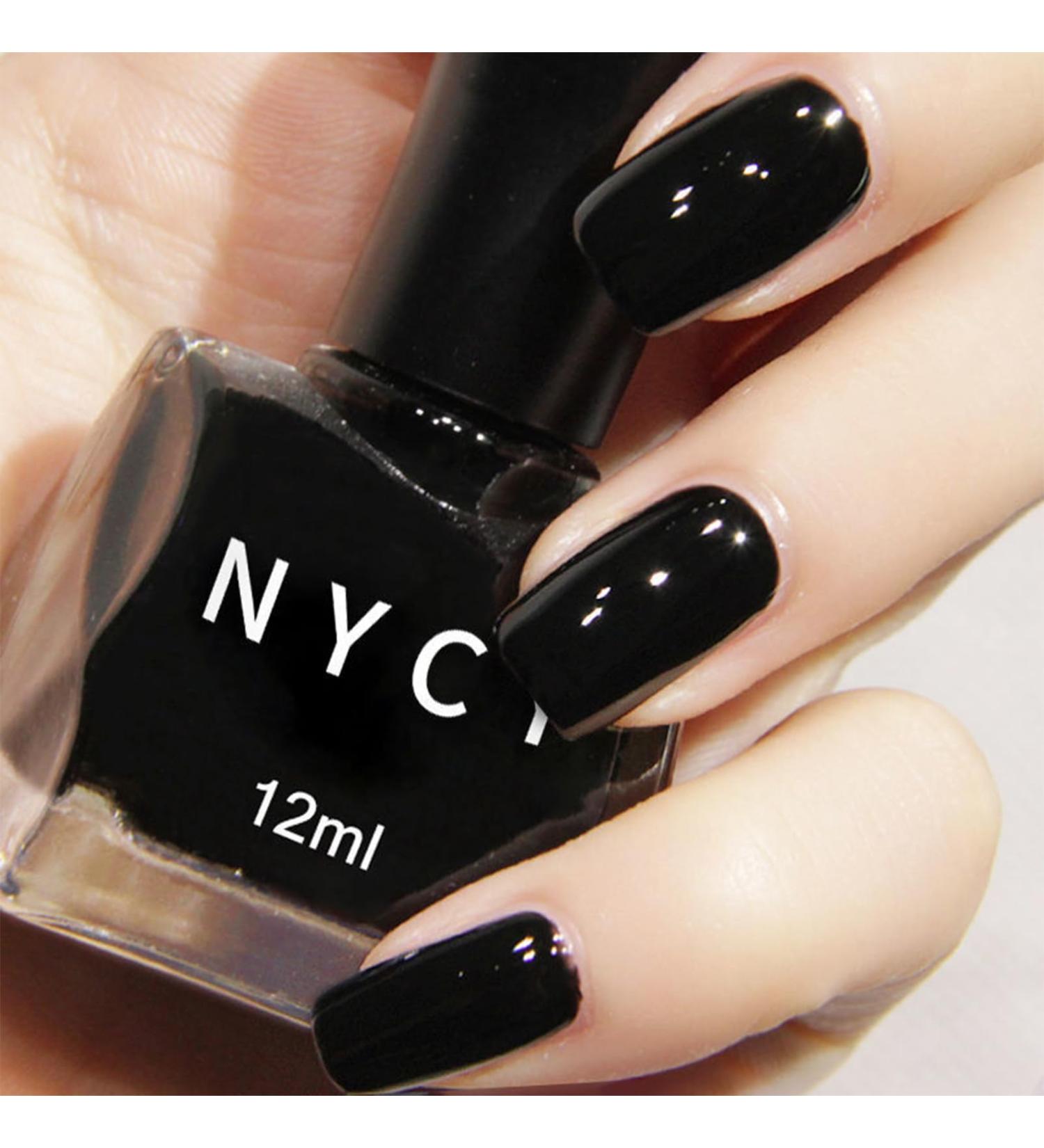 Black Nail Polish - Nail Varnish Quick Dry & Long Lasting 12ml Nails Polish Water-Based Low Odor Environmental Friendly Mild Nail Paint for Nail Art Diy Manicure at Home - Buy Online on GoSupps.com