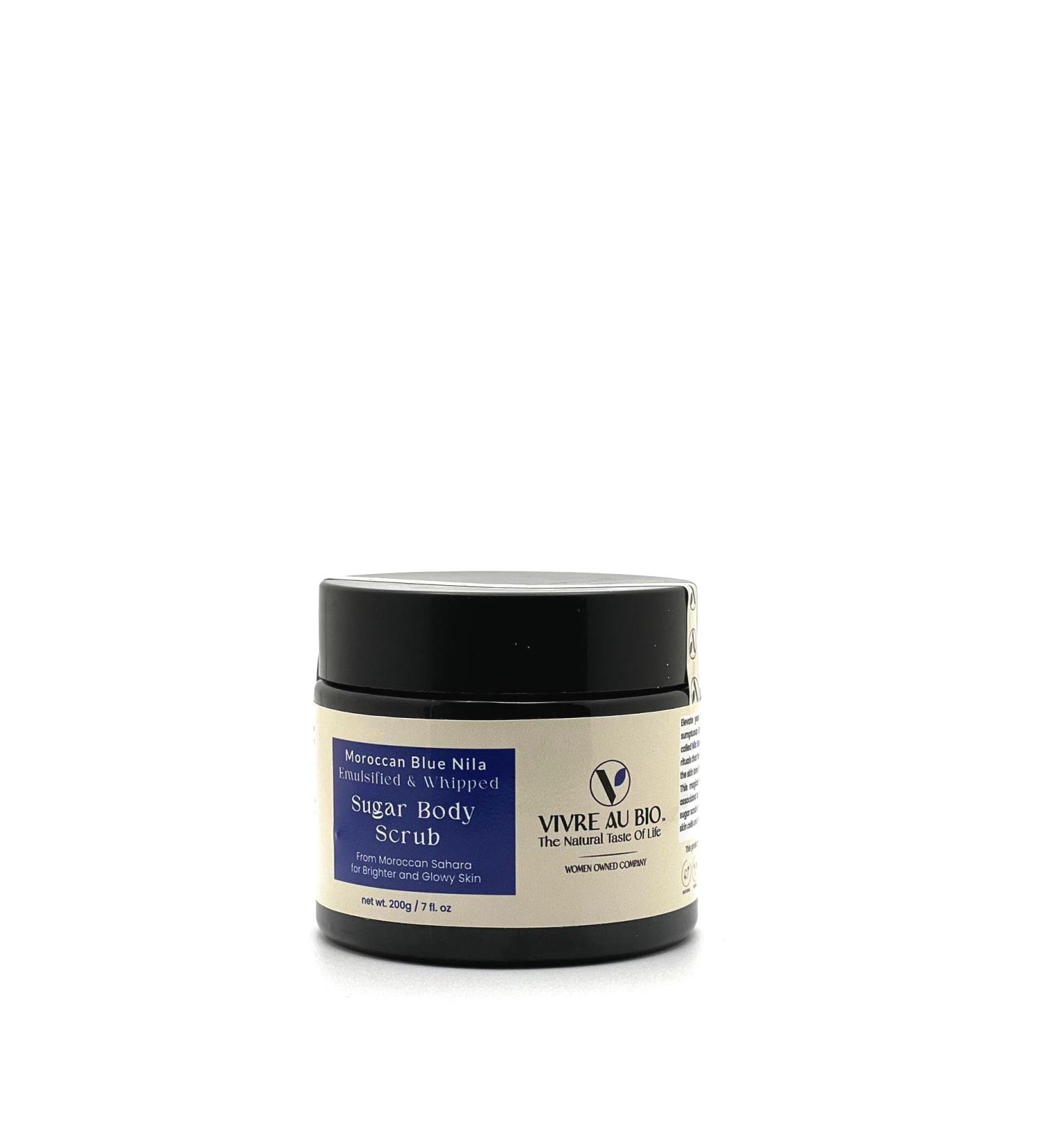100% Natural Emulsified Sugar Body Scrub with Moroccan Blue Nila - 200g | Swedish Formulation & Moroccan Sourced Ingredients | ISO & GMP Certified - Buy Online on GoSupps.com