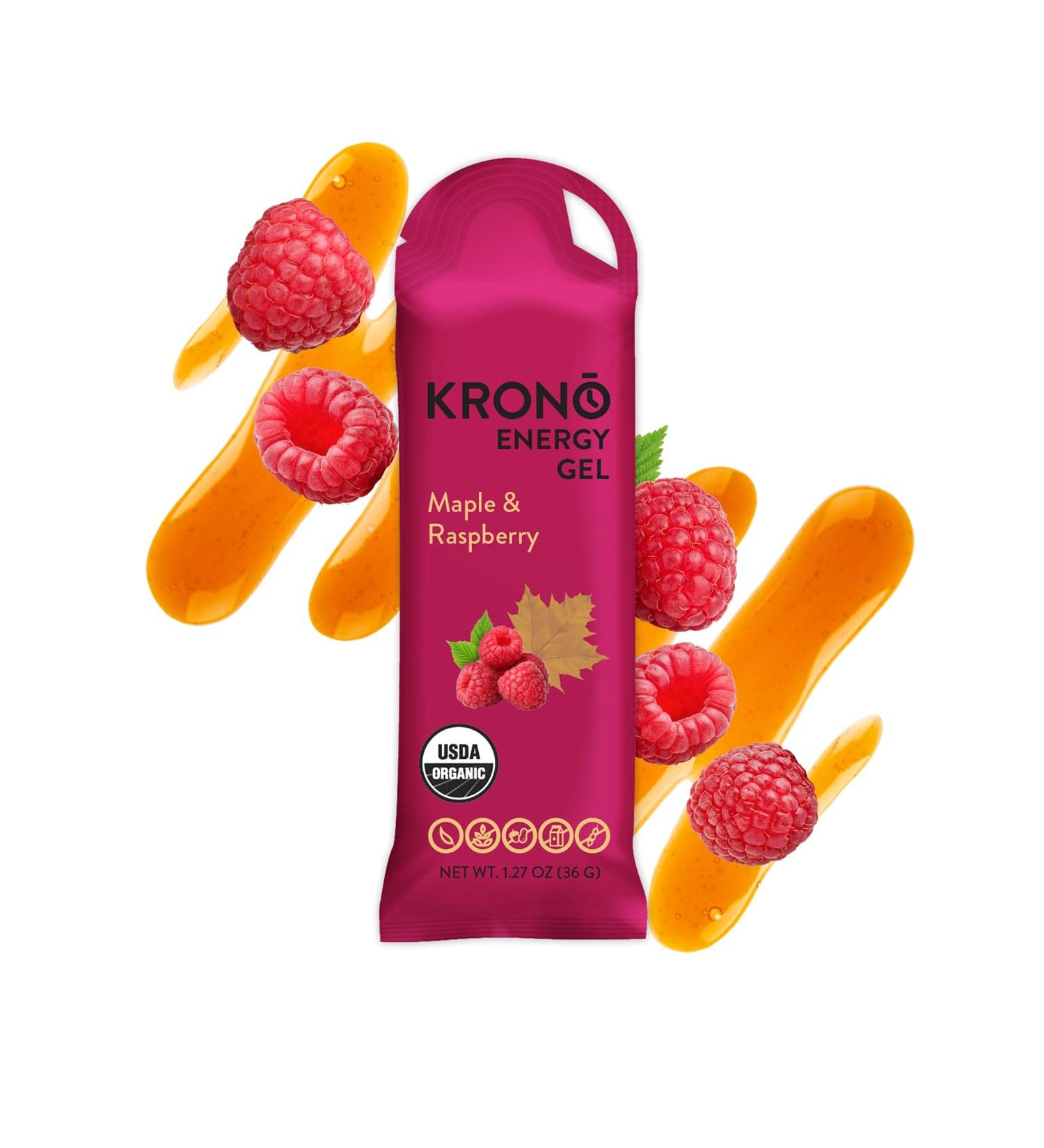 Krono Nutrition Energy Gel - Sports Nutrition - Made with Natural Ingredients - Vegan - Gluten Free - 24 Count (Maple & Raspberry) - Buy Online on GoSupps.com