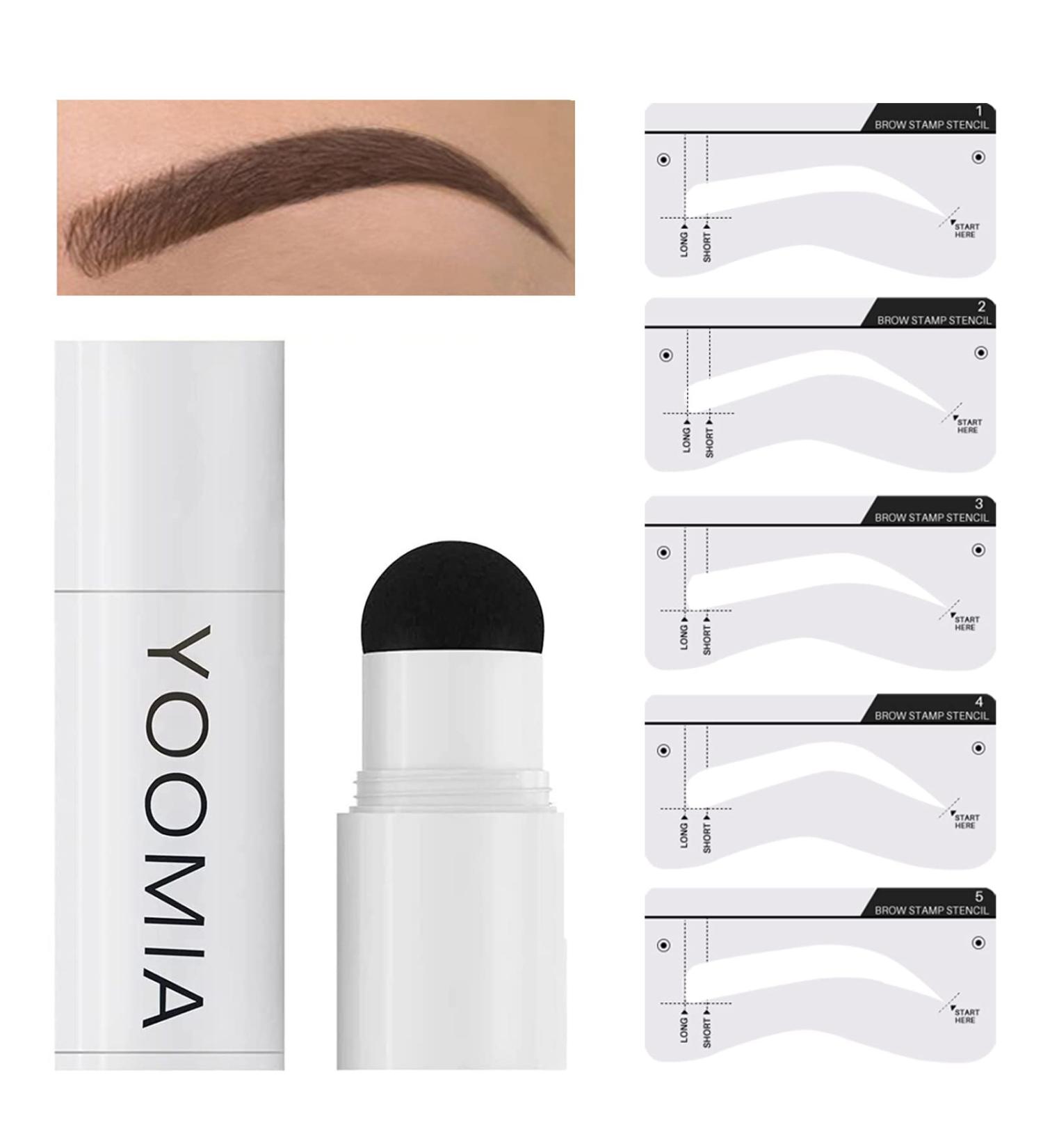 YOOMIA Eyebrow Stamp Stencil Kit - Waterproof Brow Shaping Set with Hairline Shadow Powder (Medium Brown) - Buy Online on GoSupps.com