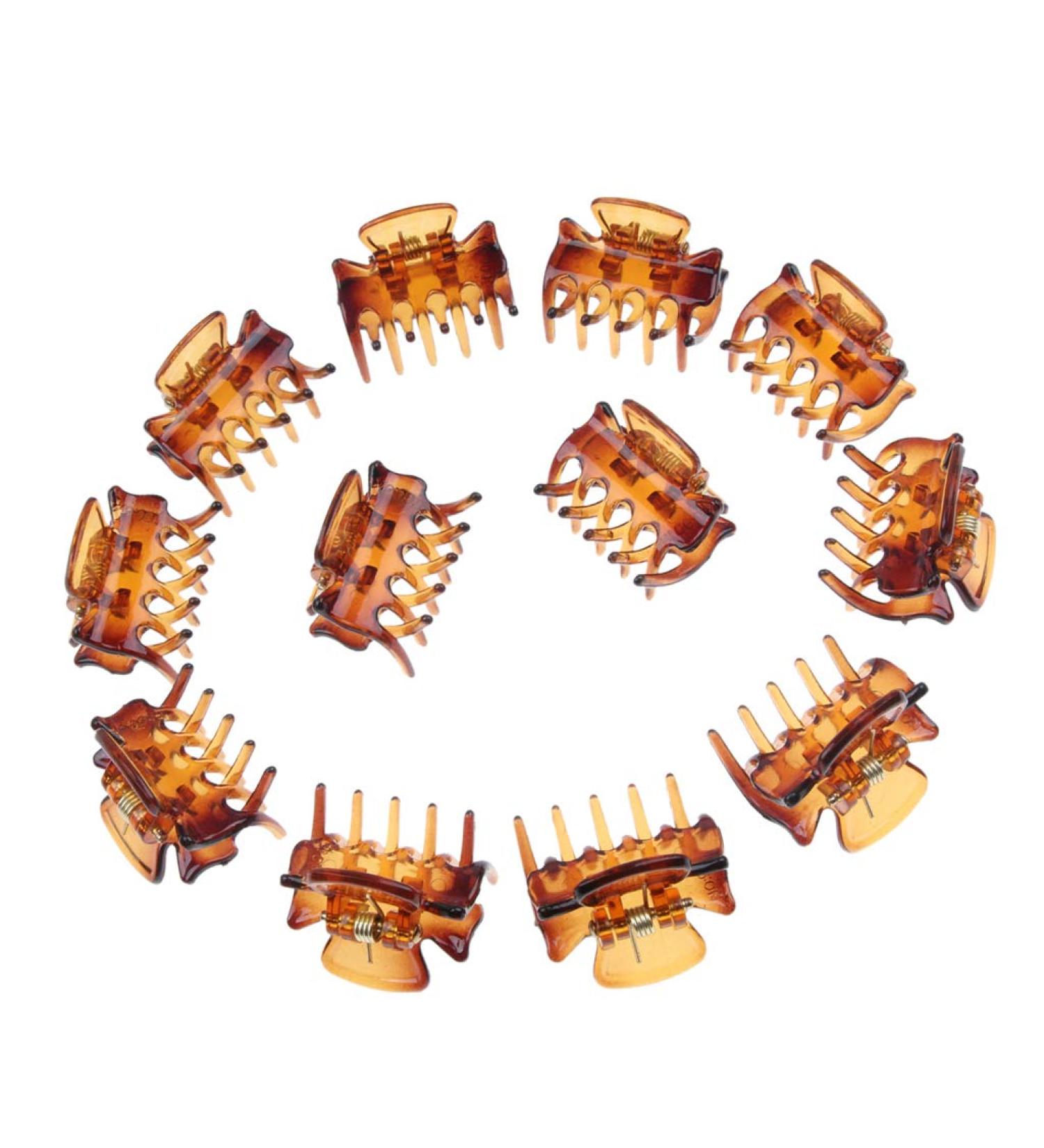 Fityle 12-Piece Resin Mini Hair Clip Set - Trendy Hair Grippers & Claws | Stylish Hair Accessories in Coffee Color for All Hair Types - Buy Online on GoSupps.com