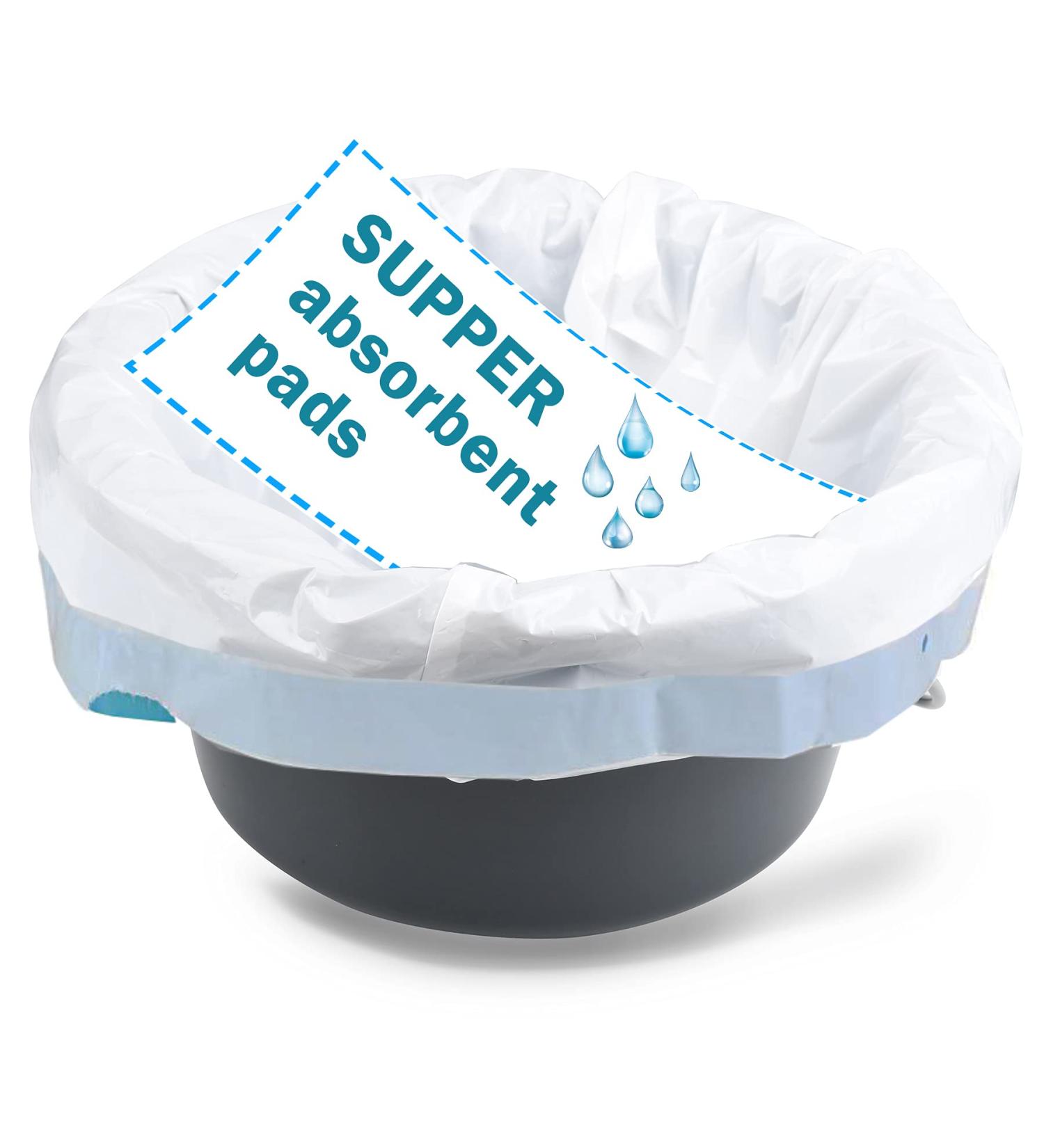 Skyward Commode Liners with Absorbent Pad - 60 Pack Disposable Waste Bags for Adult Chair, Portable Toilet & Camping - Odor Elimination, Leak-Proof Design - Fits Standard Bedside Commodes - Buy Online on GoSupps.com