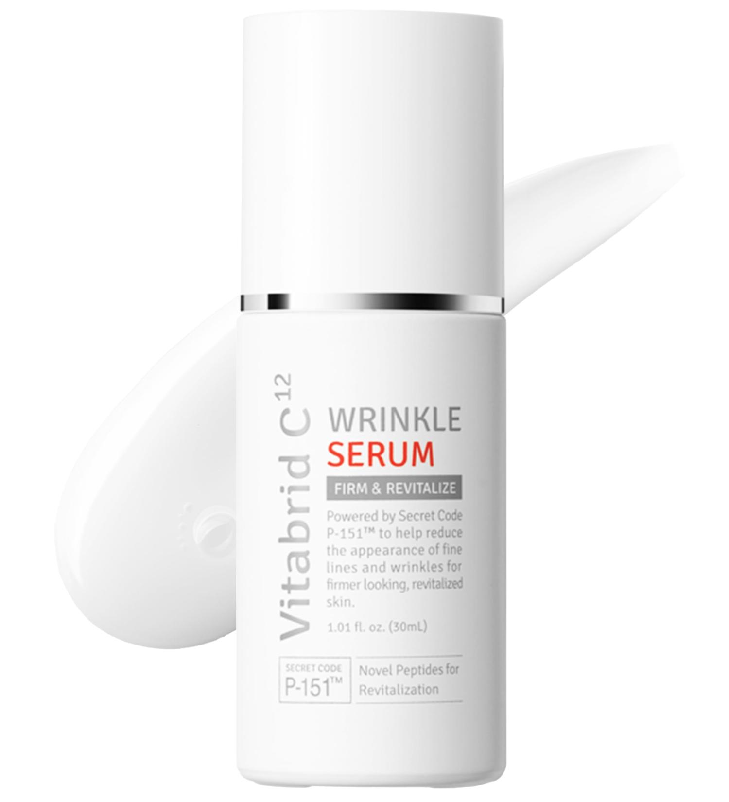 Wrinkle Serum - Anti-Aging Booster with Peptides & Vitamin C | Smooth Skin Tighten Pores Fragrance Free - 1.69oz - Buy Online on GoSupps.com