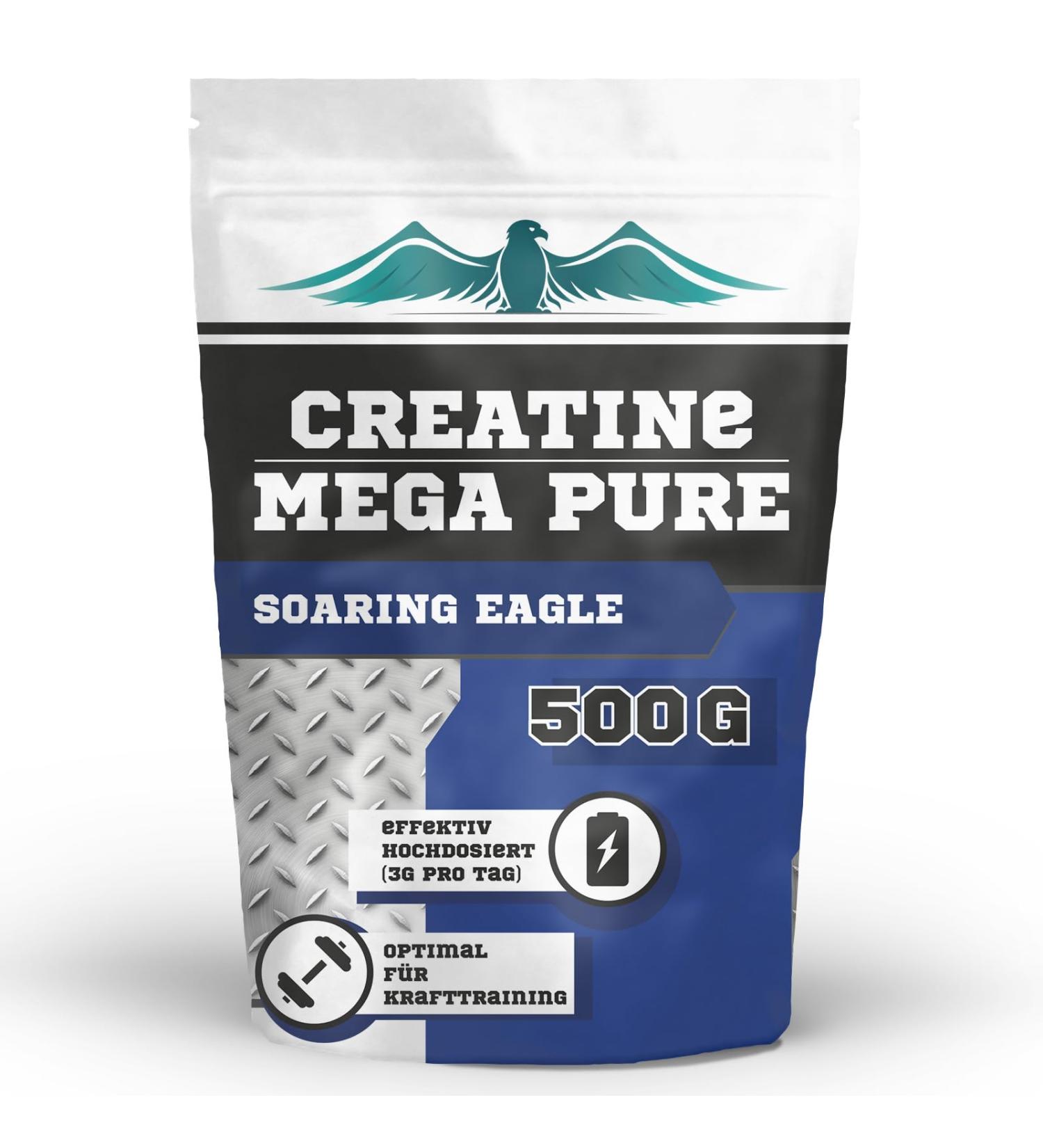 Creatin Megapure 500g - High-Dosed Vegan Creatine Monohydrate Powder | 3.4G Per Serving No Additives International Shipping - Buy Online on GoSupps.com