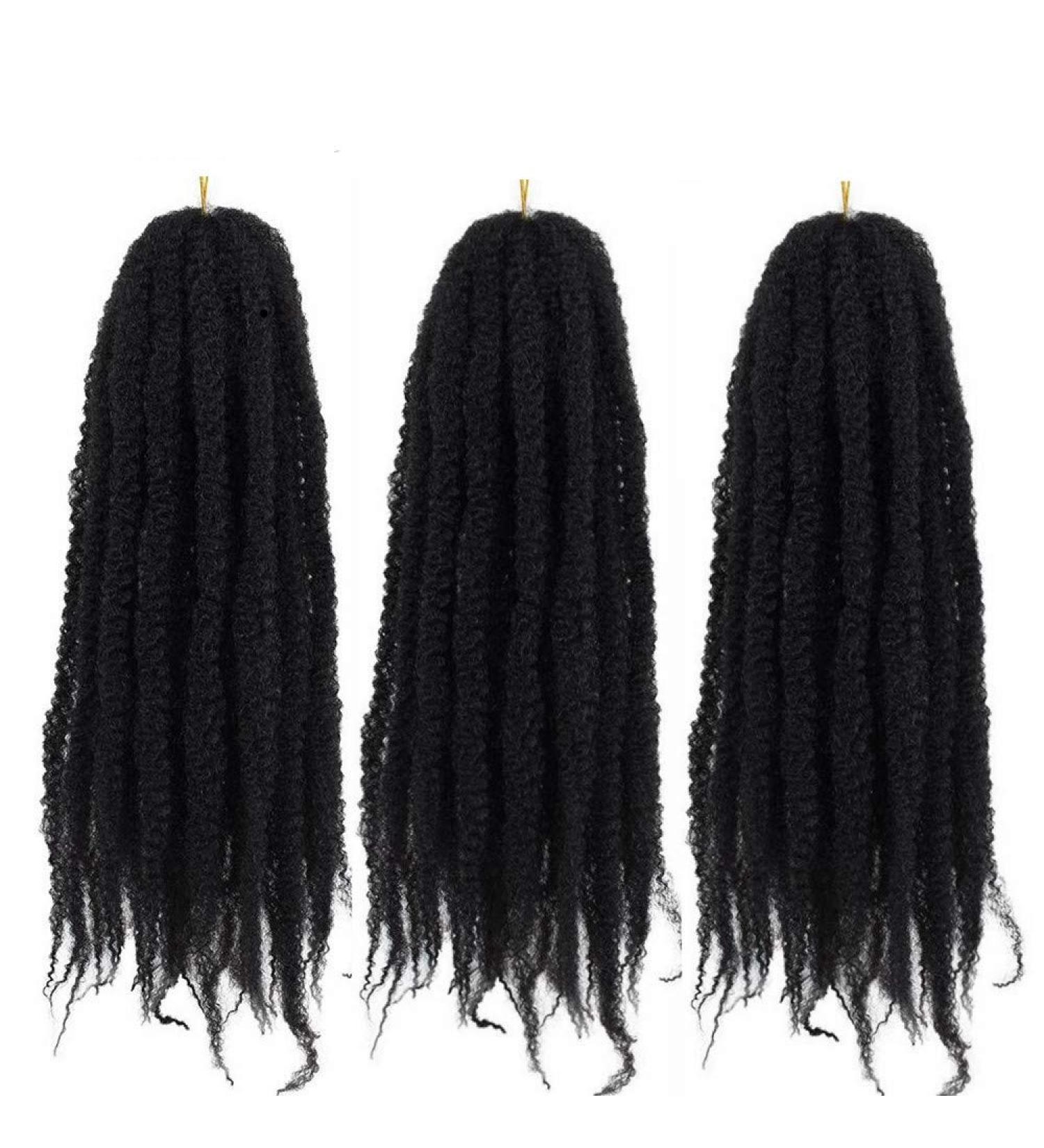 18 Inch Eunice Hair 3 Packs Synthetic Marley Braid Extensions - Afro Kinky Bulk Twist Crochet Braids #1B 46cm - Buy Online on GoSupps.com