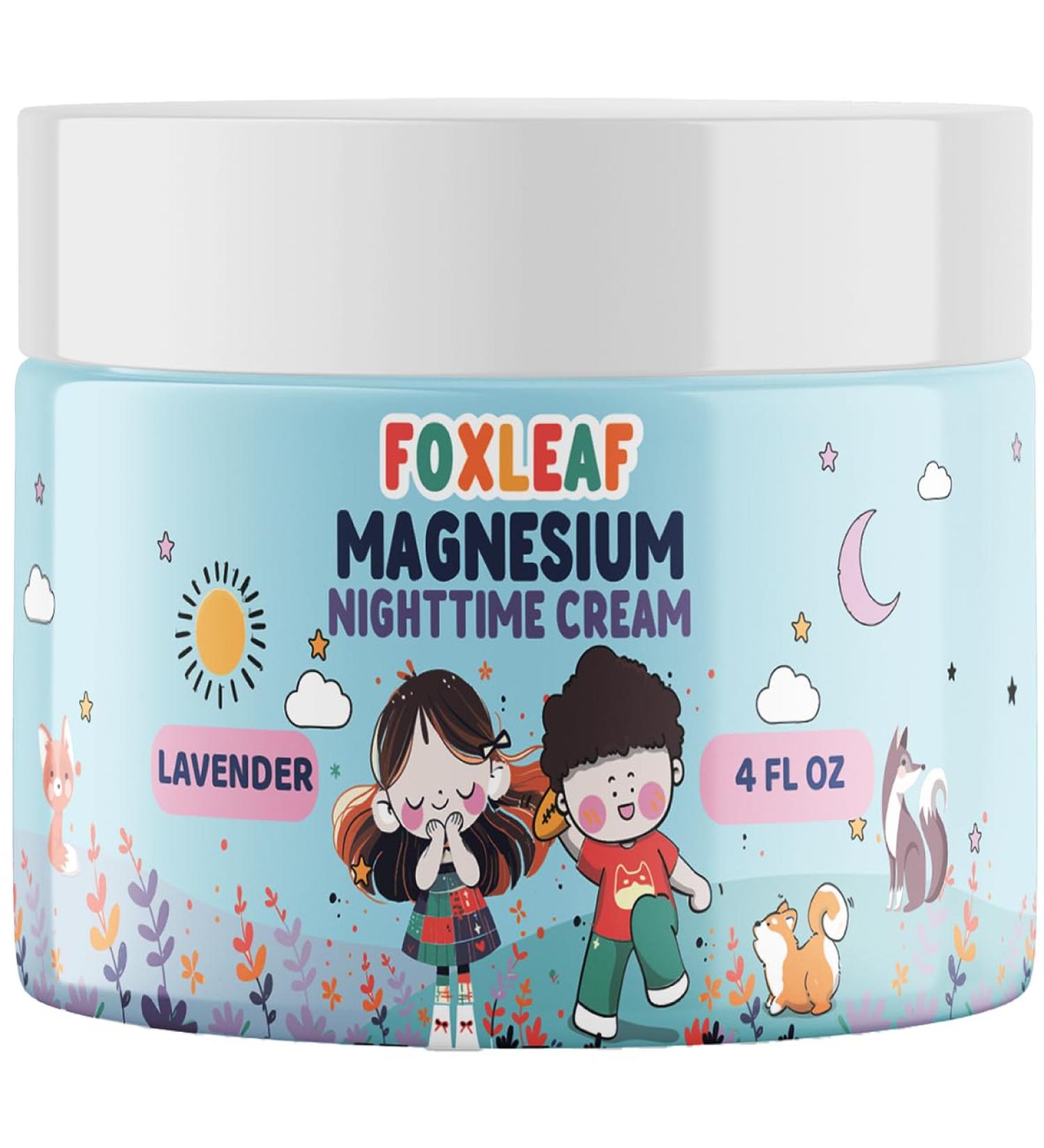 FOXLEAF Magnesium Cream For Kids - Supports Sleep & Comfort with Aloe Vera Shea Butter Dandelion Root Extract & Lavender Scented - Made In USA - 4oz - Buy Online on GoSupps.com