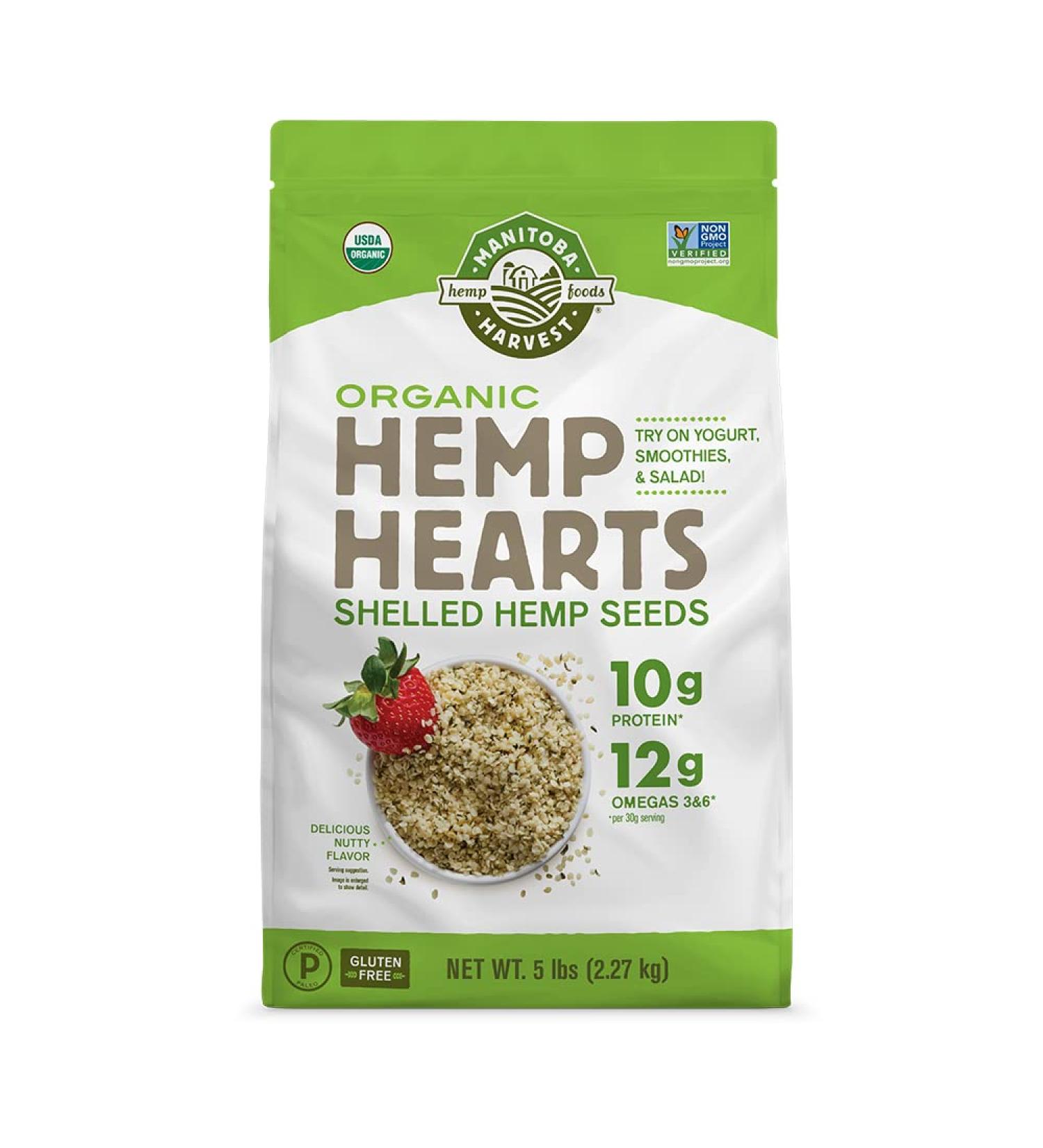 Organic Hemp Seeds 5lb - 10g Protein, 12g Omega 3 & 6 | Non-GMO, Vegan, Gluten Free | Manitoba Harvest - Buy Online on GoSupps.com