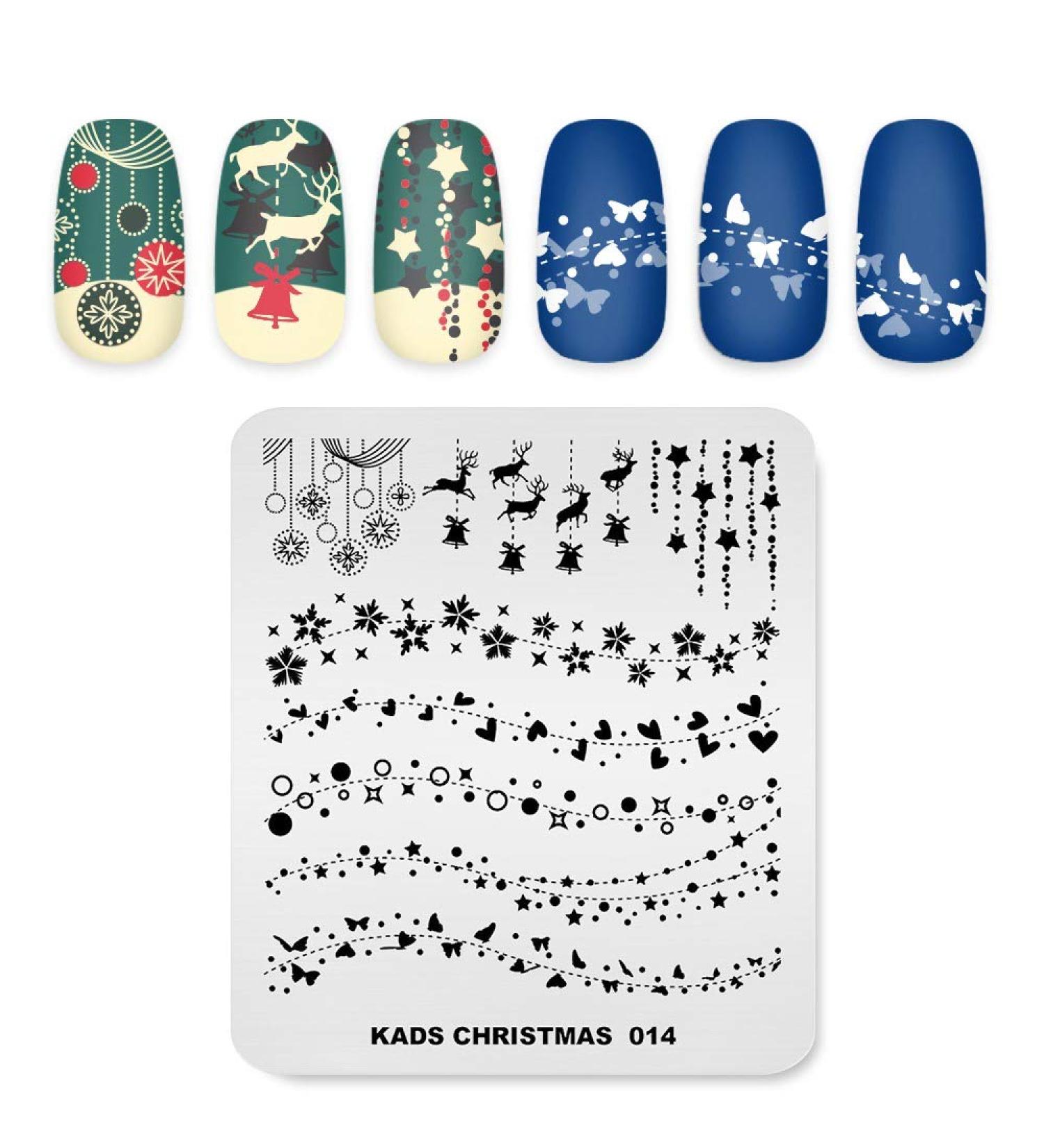 Christmas Festival Nail Art Stamping Template - Elk Star Snowflakes Pattern | Alexnailart Manicure Tool (CH014) - Buy Online on GoSupps.com