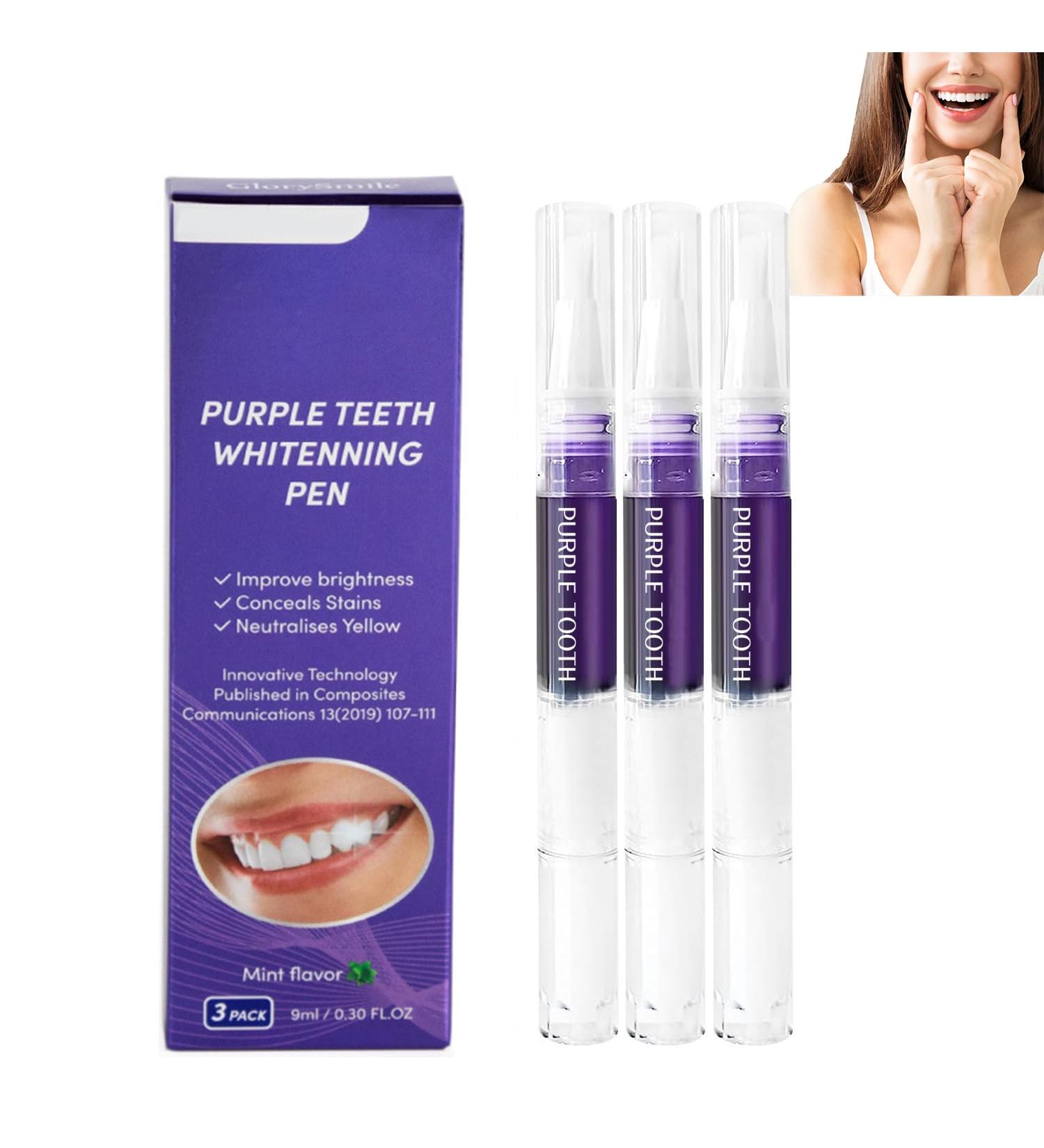 Tooth Whitening Pen Set - 3 Fast & Effective Bleaching Applications Remove Stains & Lighten Teeth - Purple & Blue Options Available - Buy Online on GoSupps.com