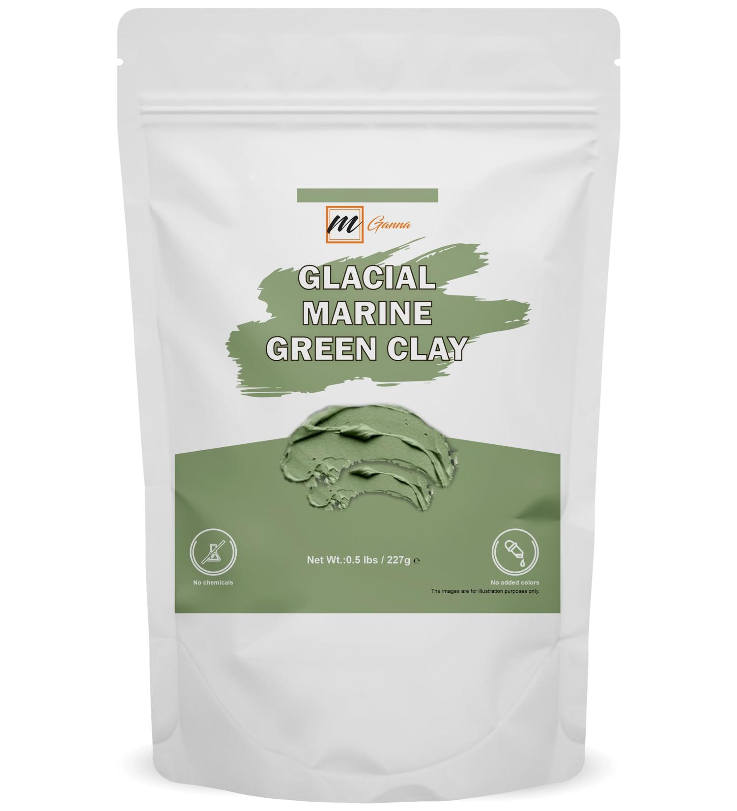 mGanna 100% Natural Glacial Marine Green Clay Powder 0.5 LBS / 227 GMS for Facial Masks Creams Body Wraps Soft Peels and Scrubs Skin Tightening and Soap Making - Buy Online on GoSupps.com