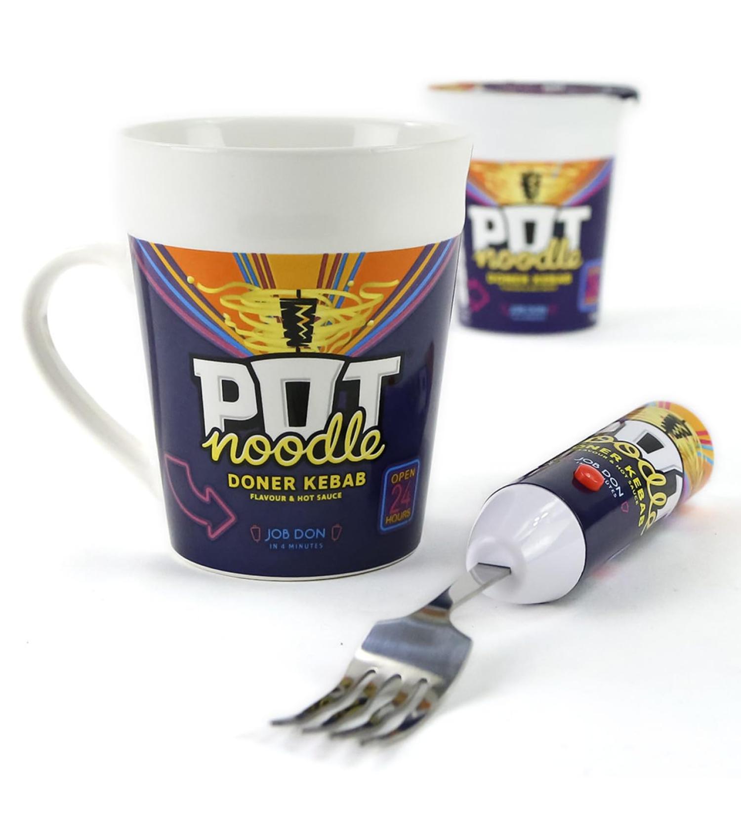 Pot Noodle Mug Gift Set with Spinning Fork - Doner Kebab Flavour - Buy Online on GoSupps.com