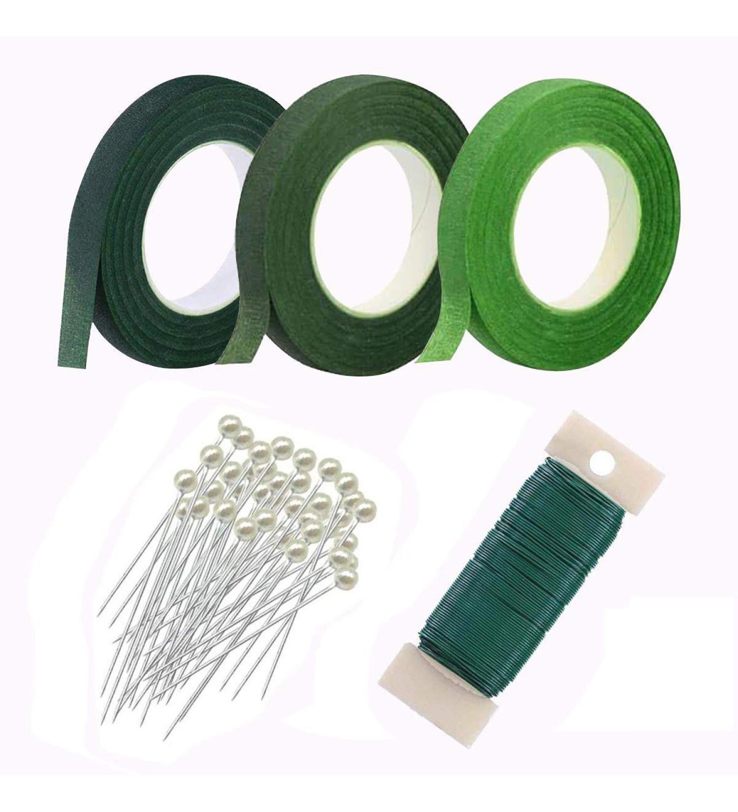 Woohome Floral Arrangement Tool Kit 3 Roll of 1/2 Inch Floral Tapes  1 Roll of 22 Gauge Floral Paddle Wire and 100 PCS Ball Head Pins for Wedding Bouquet DIY 5 - Buy Online on GoSupps.com