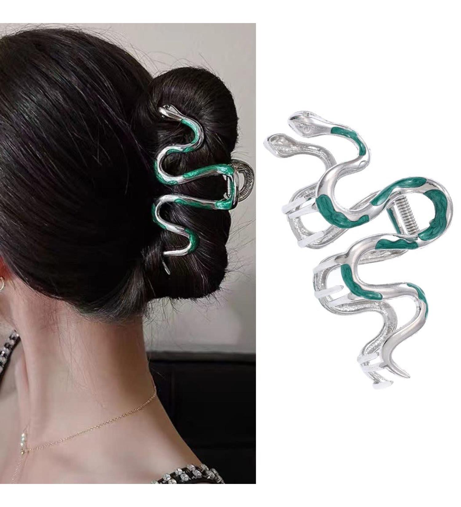 Bartosi Green Snake Hair Claw Clip - Non Slip Fashionable Gothic Hair Clamp for Women and Girls | Halloween Hair Accessory - Buy Online on GoSupps.com