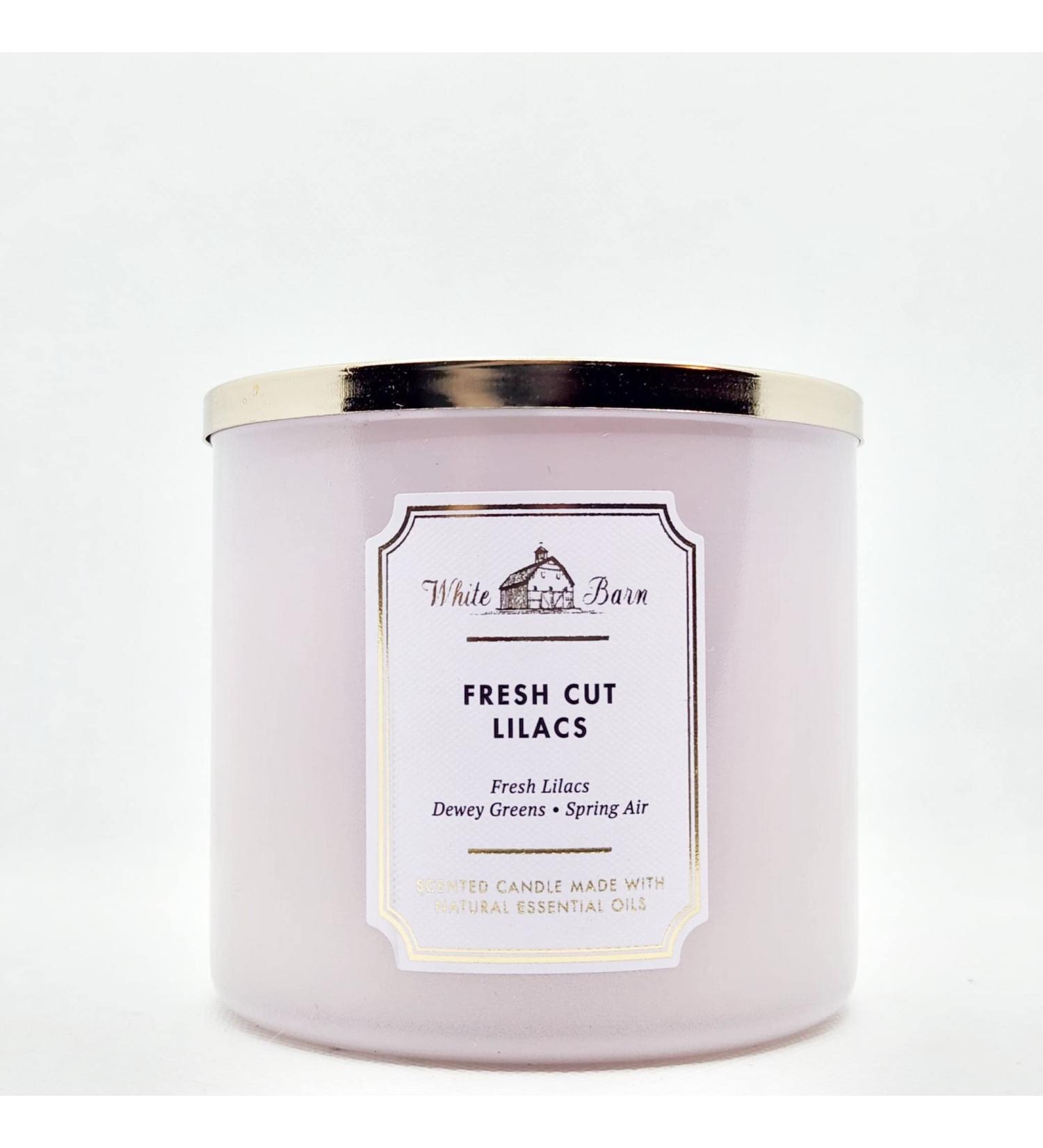 Bath and Body Works White Barn 3-Wick Candle w/Essential Oils - 14.5 oz - 2021 Core Scents! (Fresh Cut Lilacs)