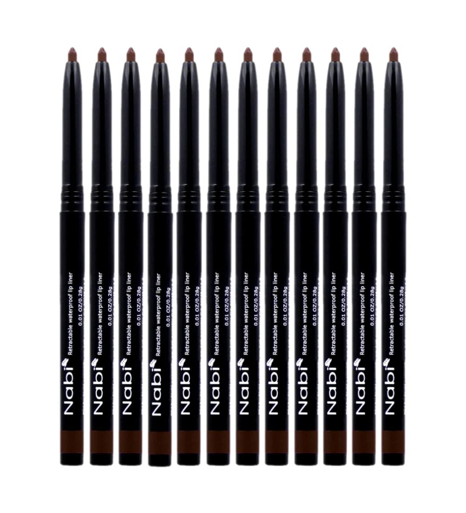 Nabi Retractable Waterproof Eyeliner Pencil - 12pcs Set in Dark Black Brown - Long Lasting & Fade Resistant Formula - Quick Makeup Remover | Beauty Spot - Buy Online on GoSupps.com