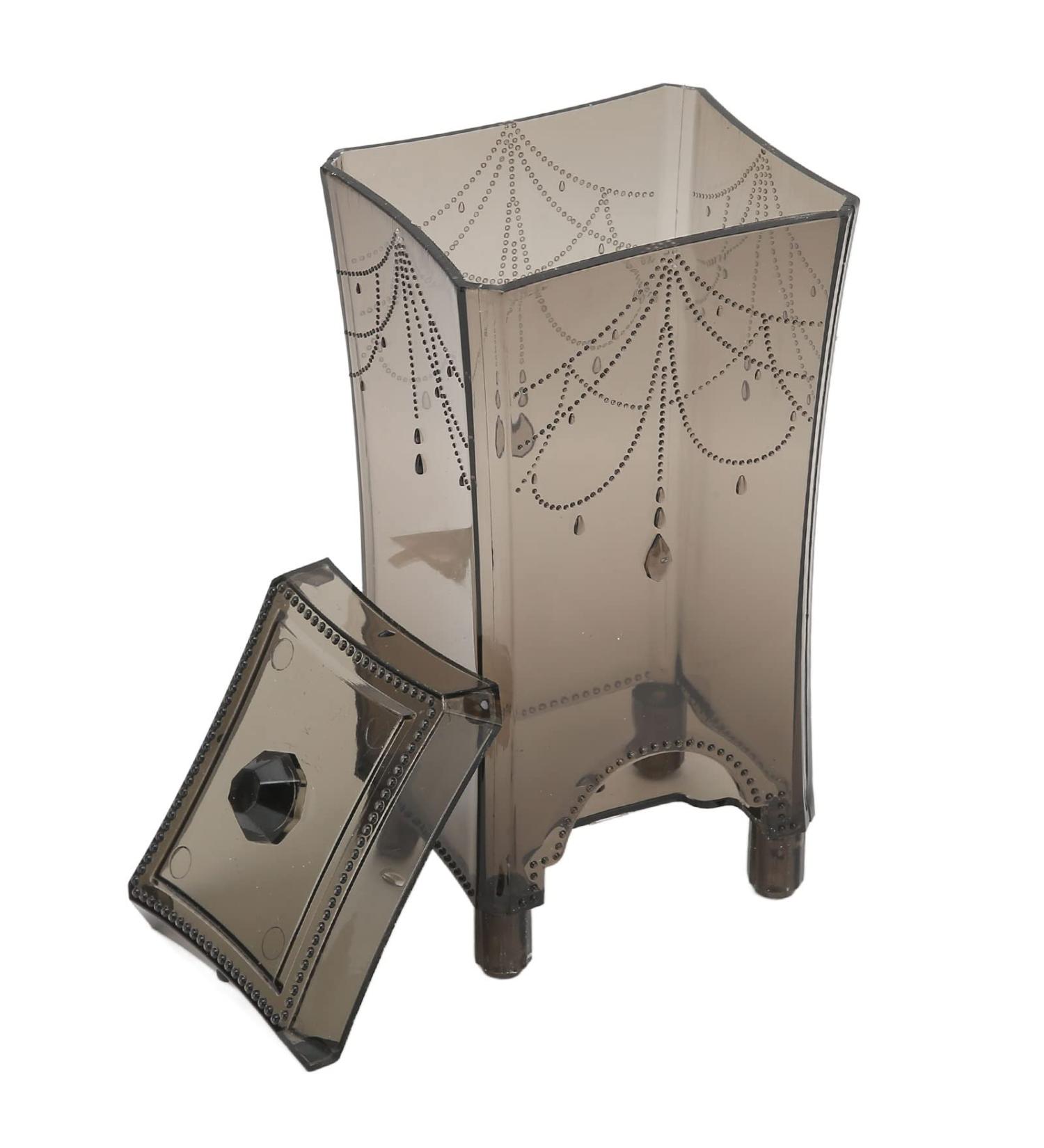 Verdant Touch Round Cotton Pad Dispenser - Transparent Grey - ABS - Dustproof Easy Accessible - Sturdy - For Cotton Pads - Buy Online on GoSupps.com