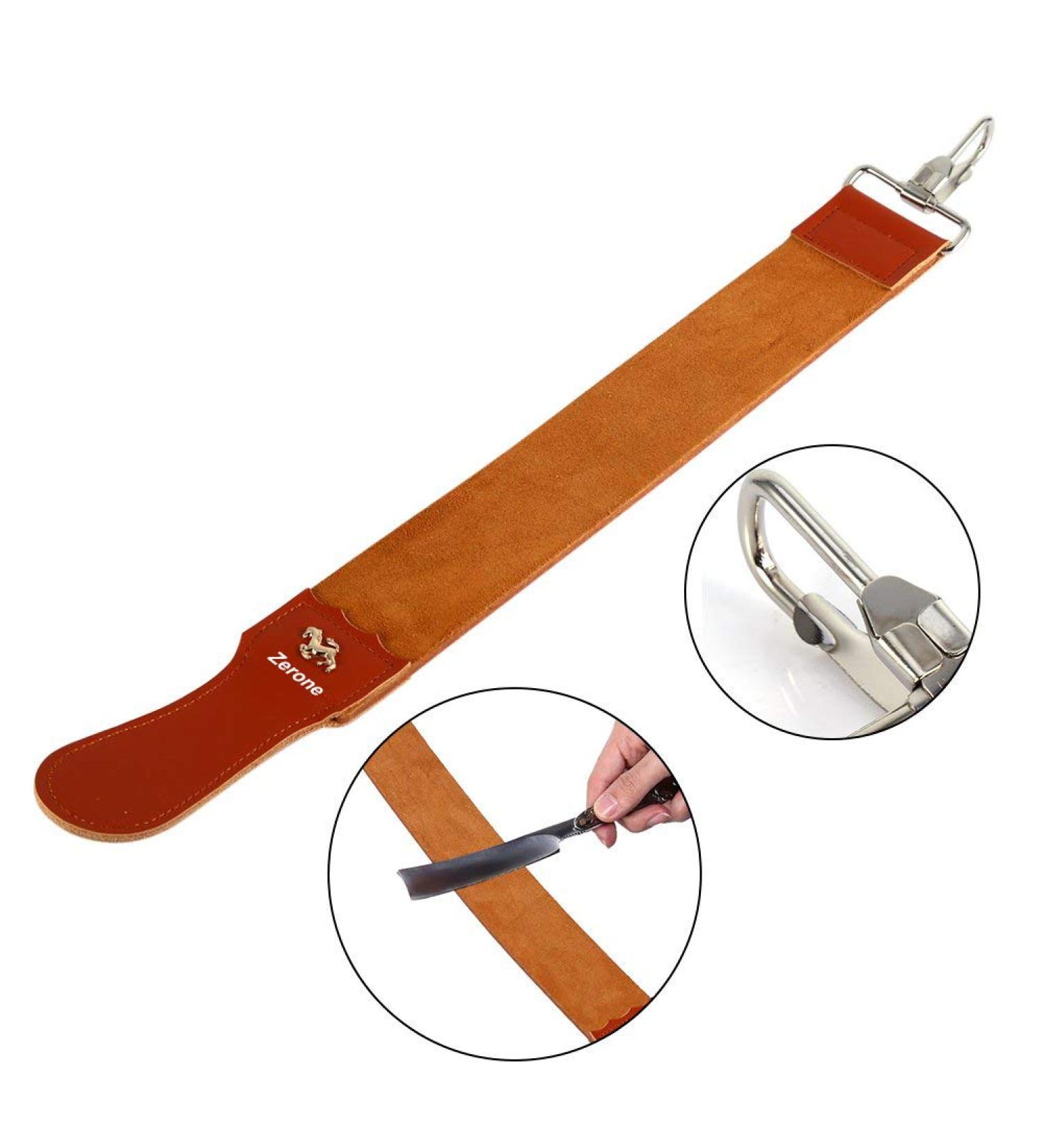 Barber Straight Razor Strop - Genuine Leather Sharpening Strap for Shave Sharpener - Buy Online on GoSupps.com