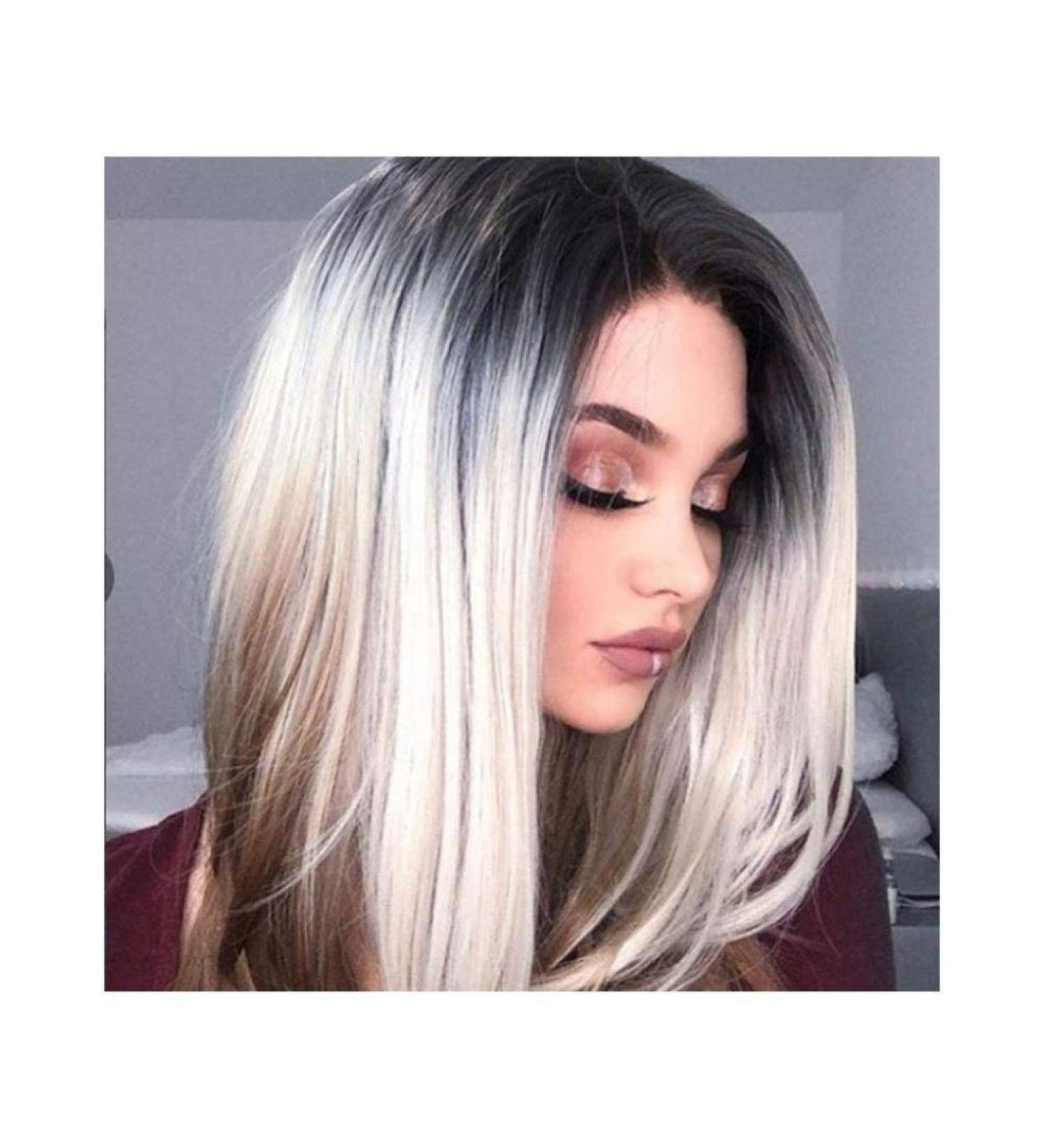 BGHJUE Women S Three-Color Gradient Long Curly Hair Black Gray-Brown Mid-Wig Daily Dress (Color: Photo Color) -Photo_Color