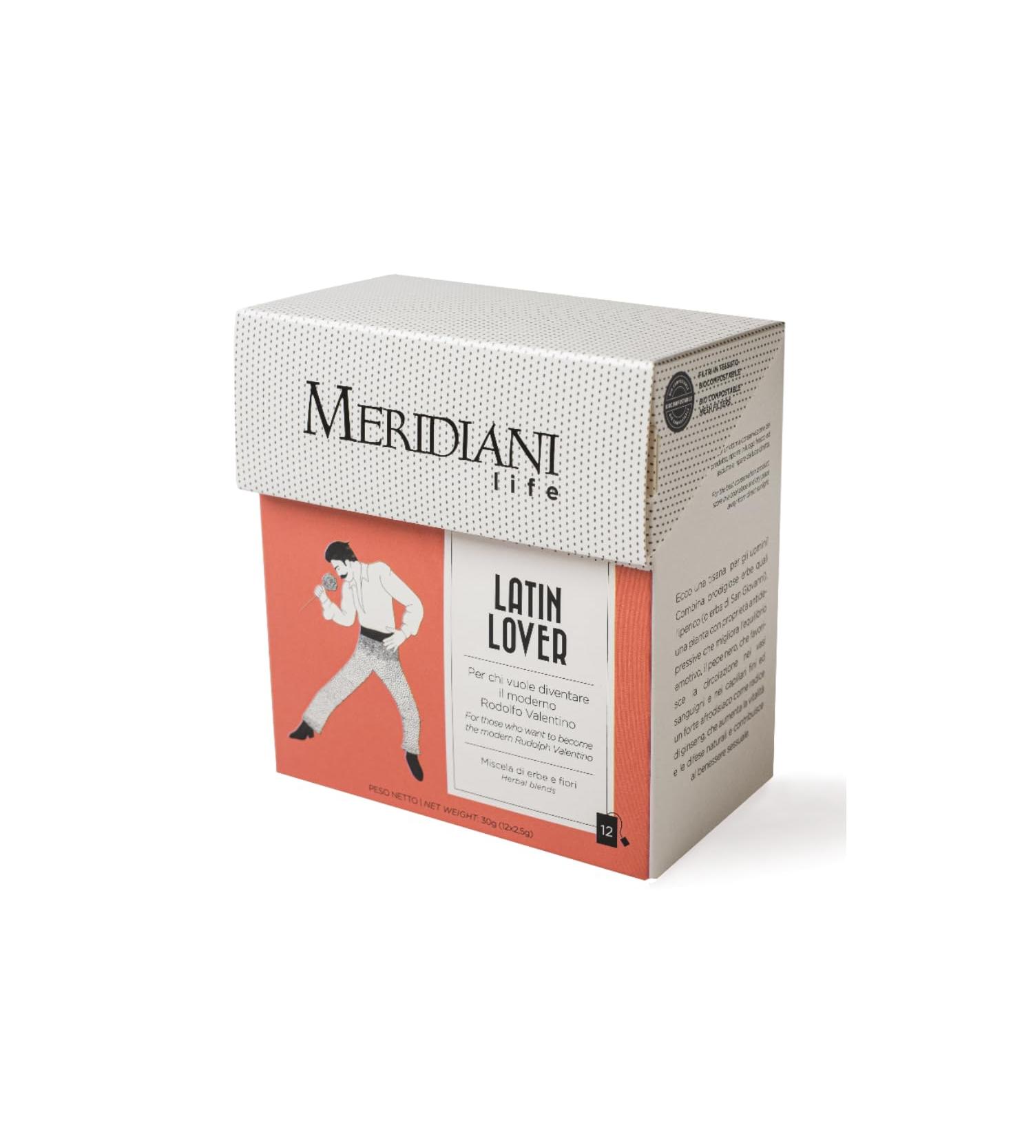 MERIDIANI Meridiani | Latin Lover | Rooibos Cinnamon & Ginger Herbal Tea | Caffeine-Free Herbal Infusion | Rooibos with Cinnamon and Mixed Spices - 12 Tea Bags (30 g)