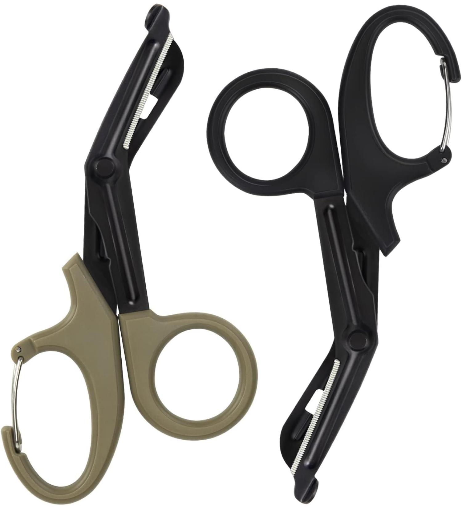 Titanium Bandage Shears Scissors EMT and Trauma Shears Bent Stealth Black Coated for Nurses Students Emergency Room (Black & Brown 15cm) Black & Brown 15cm