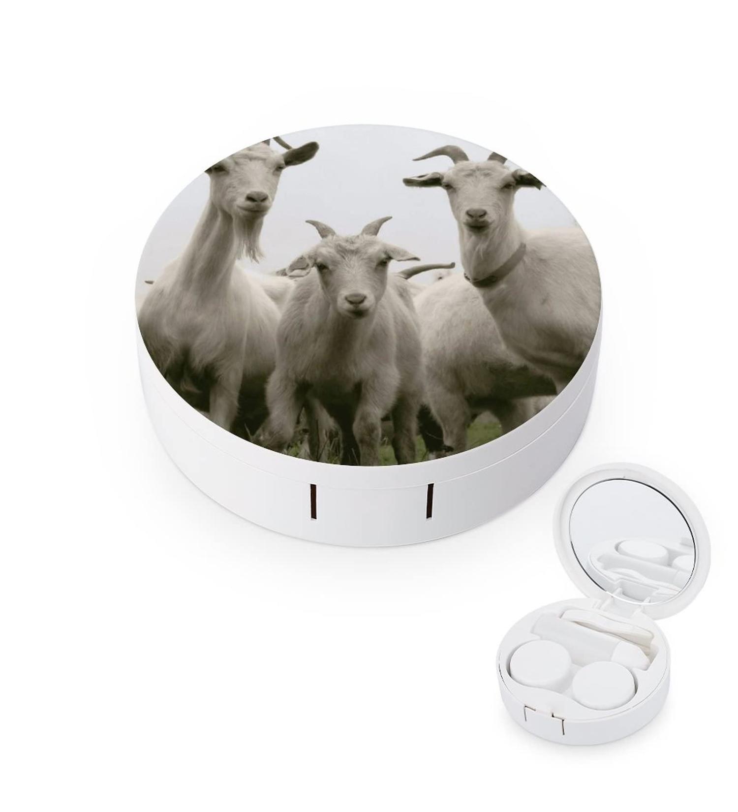 Goat Round Case For Contact Lens Kit Storage Box with Mirror Printed - Buy Online on GoSupps.com