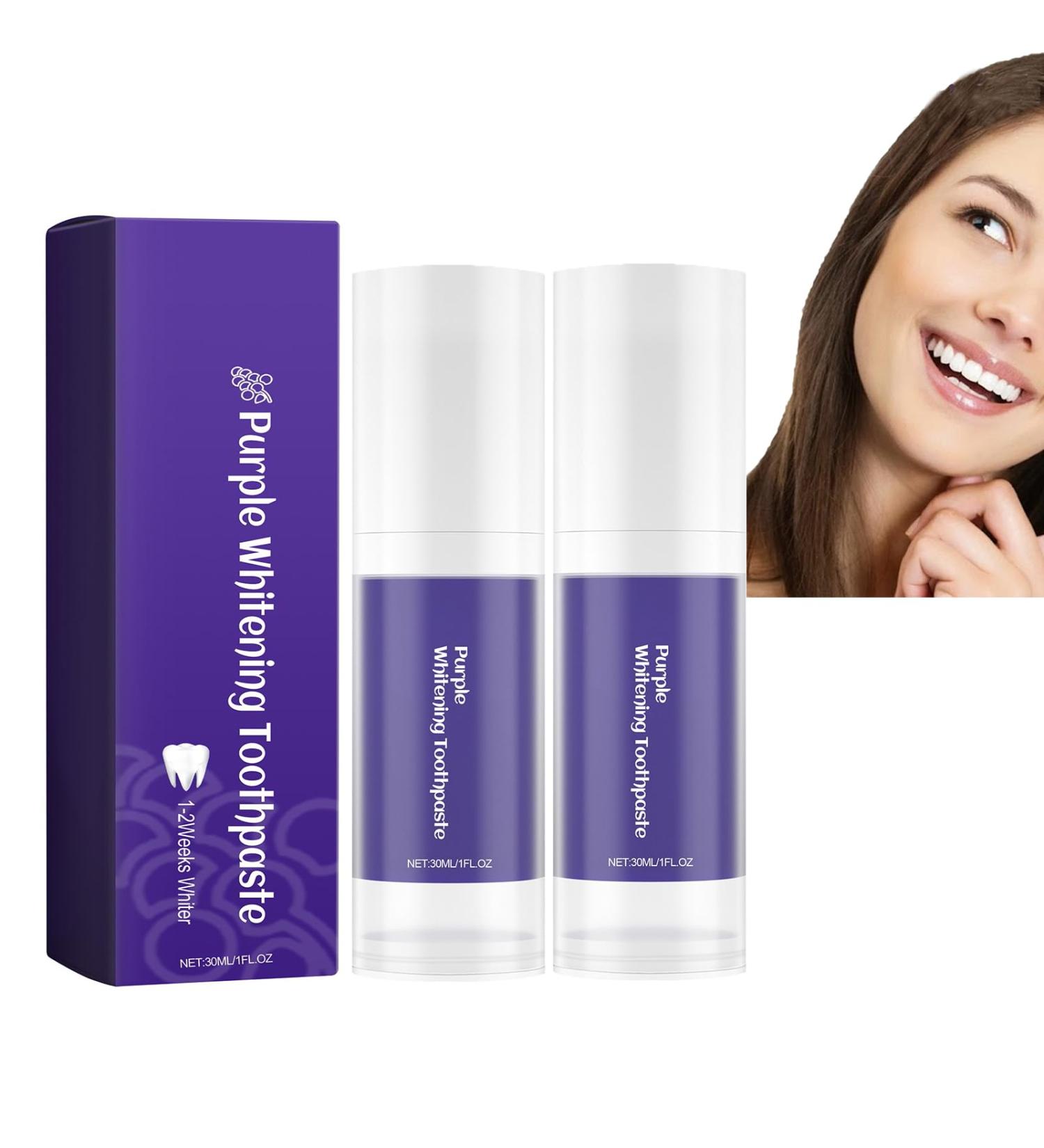 2PC Purple Toothpaste for White Teeth | Whitening Toothpaste for a Glowing Smile | Effective Purple Toothpaste for Yellow Teeth - Buy Online on GoSupps.com