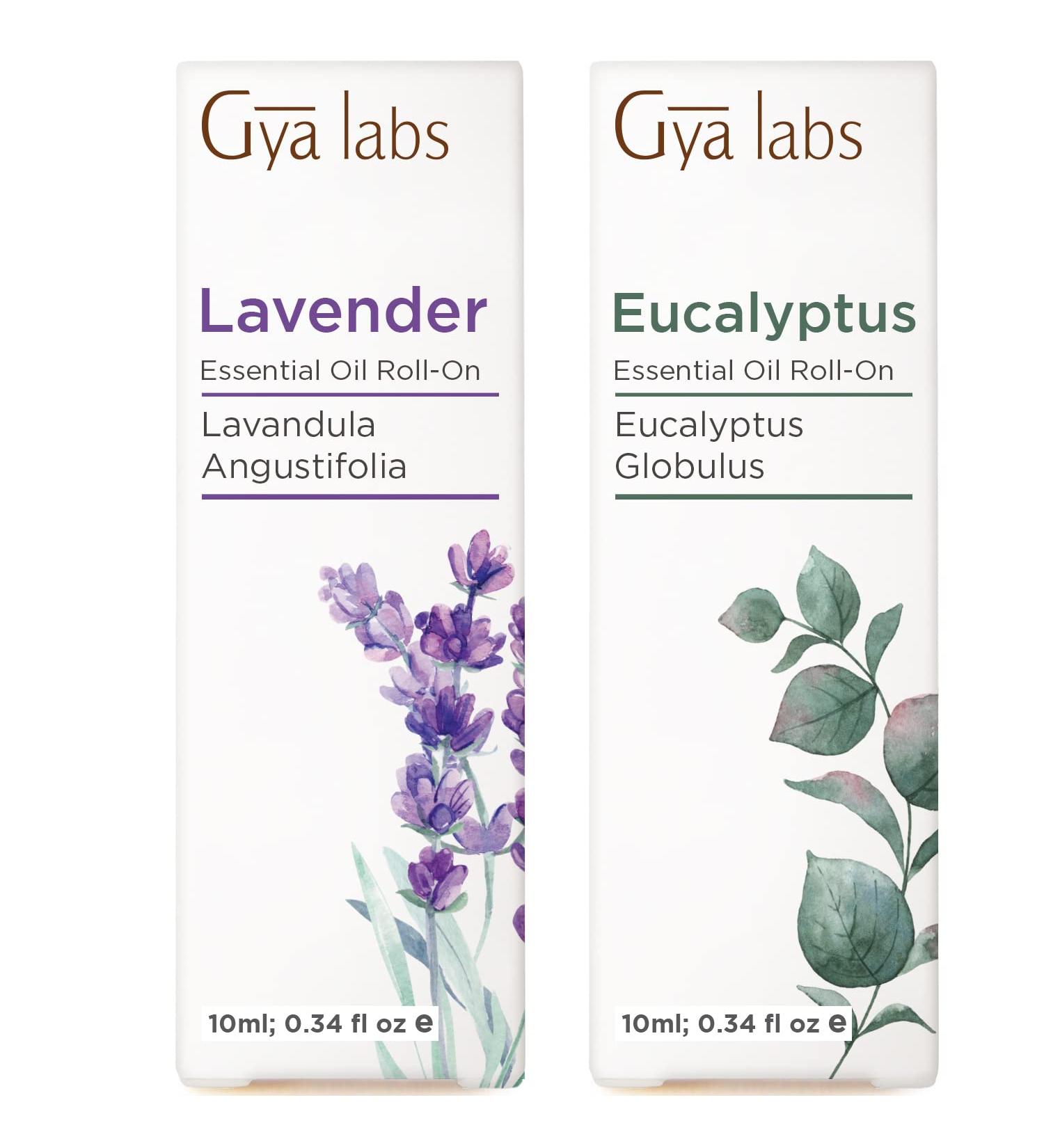 Lavender & Eucalyptus Roll On Set - Aromatherapy Grade Essential Oils Set - Gya Labs - Buy Online on GoSupps.com