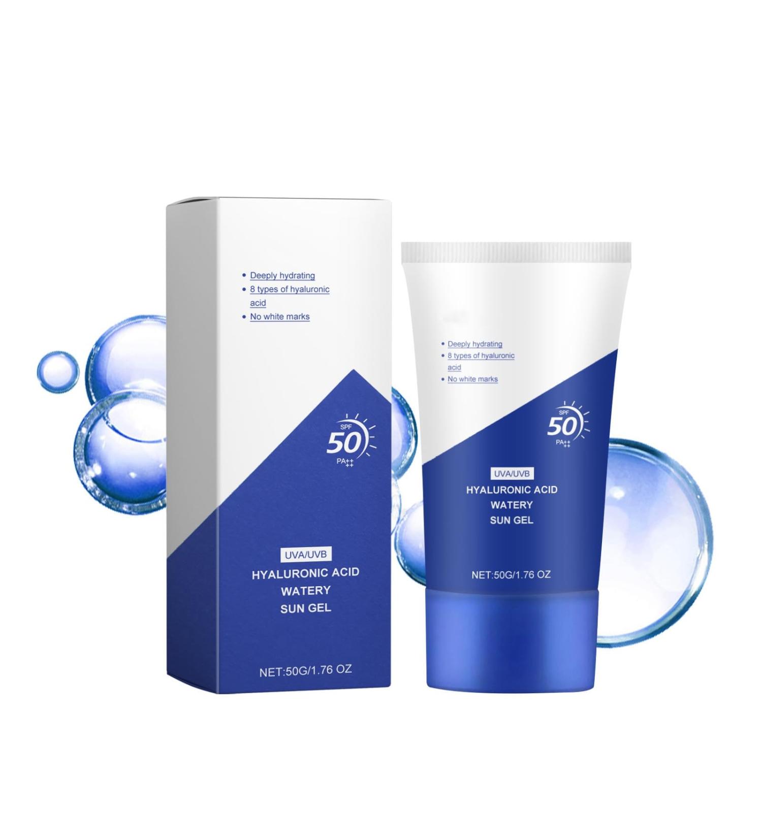 Face Sunscreen SPF 50 Cream (50ml) Hyaluronic Acid Watery Sun Gel - Buy Online on GoSupps.com