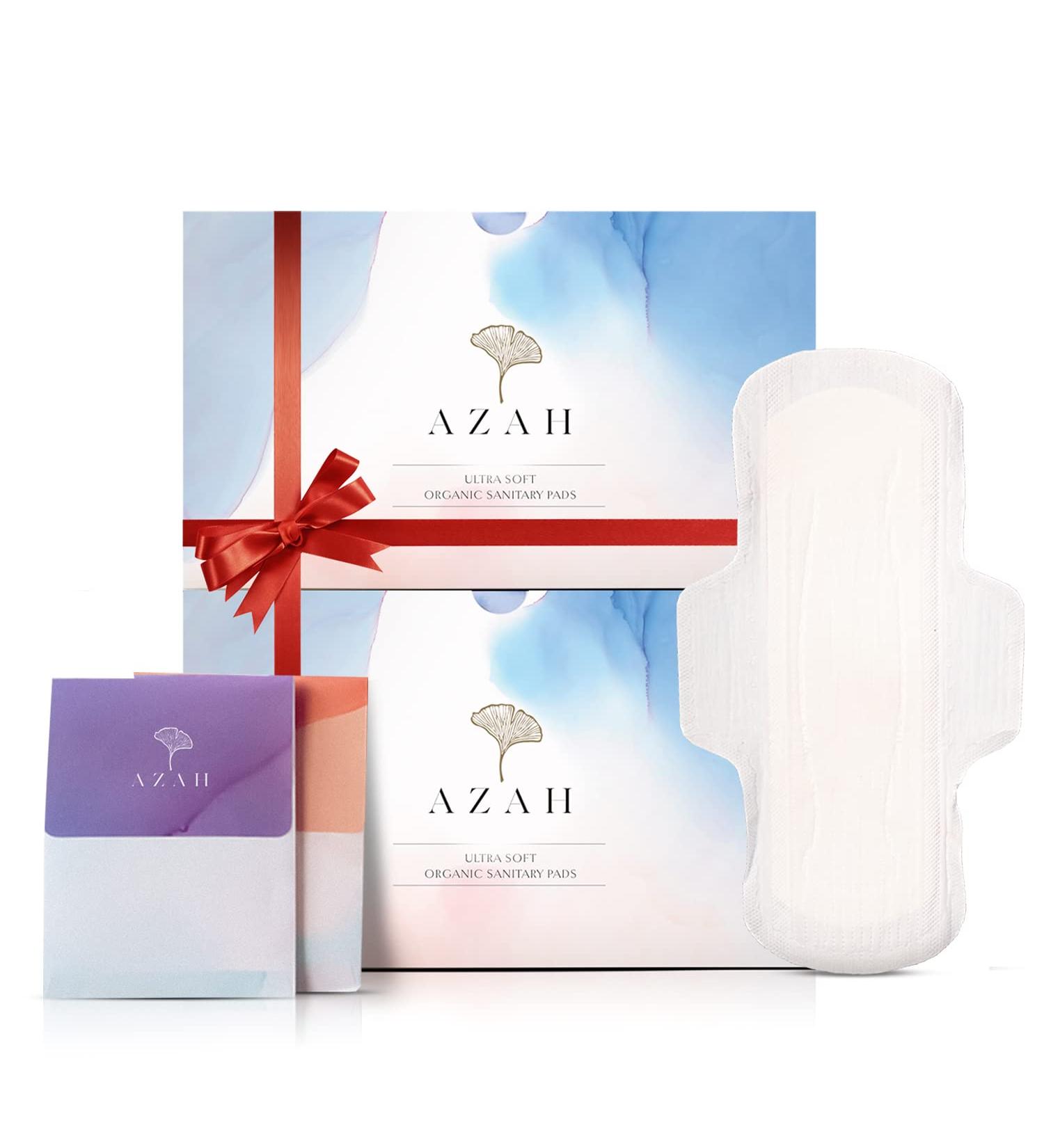 Azah Organic Cotton XL Sanitary Pads - Box of 60 | Rash-Free & MADE SAFE Certified | Includes Disposable Bags - Buy Online on GoSupps.com