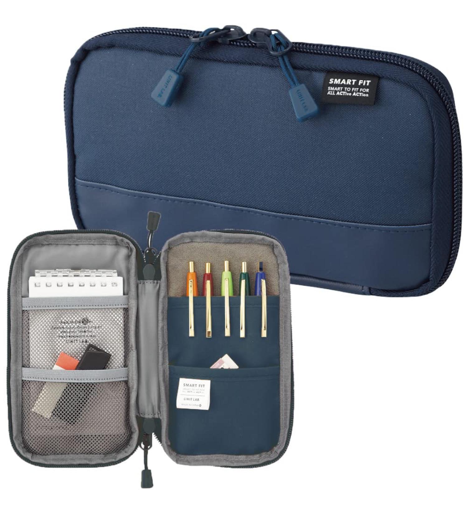 Lihit Lab Compact Pen Case - Water & Stain Repellent, Navy - Buy Online on GoSupps.com