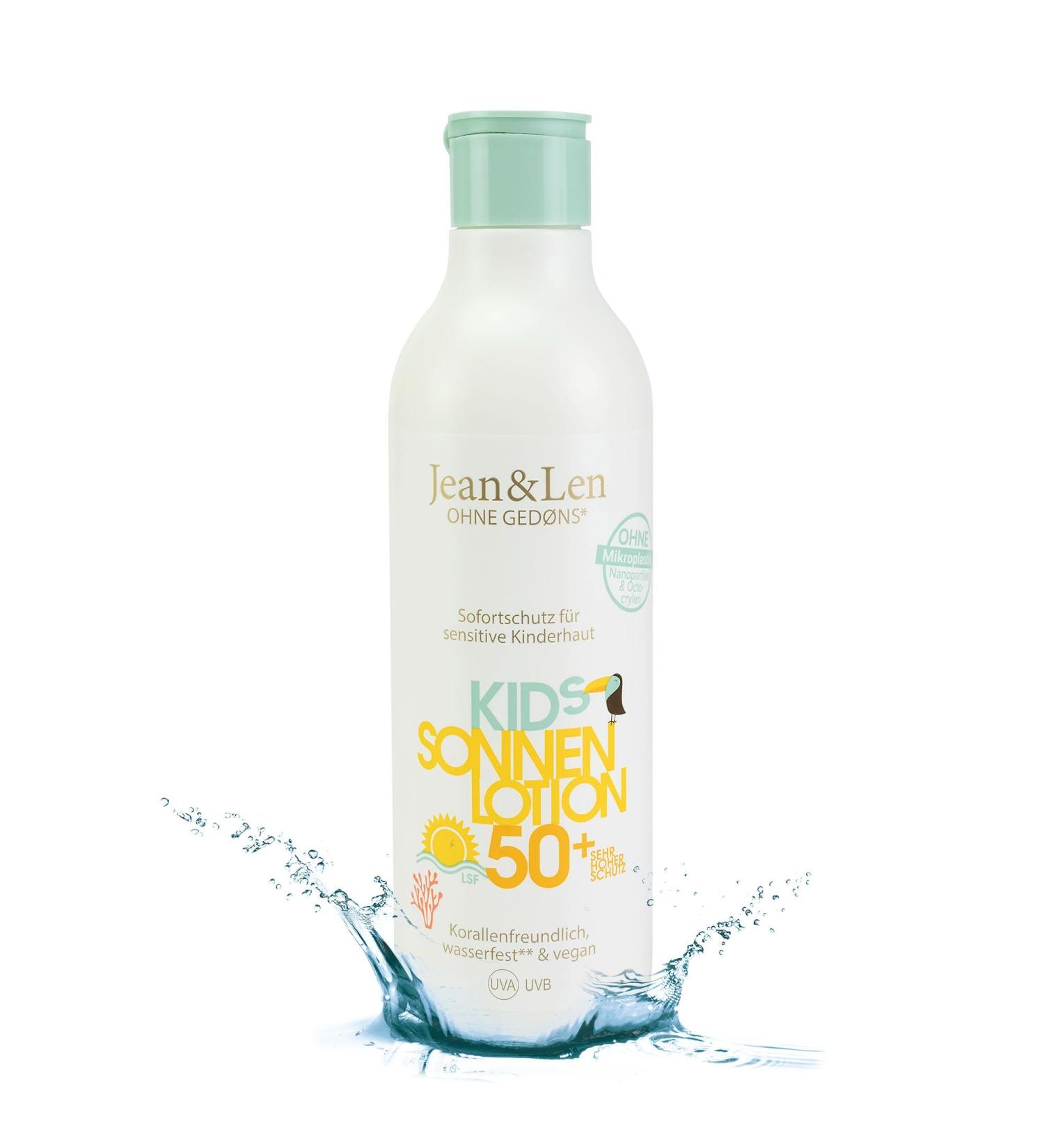 Jean & Len Sensitive Kids Sunscreen LSF 50+ | Coral-Friendly Vegan Octocrylen-Free | Perfect for Children 6+ Months | 250 ml - Buy Online on GoSupps.com