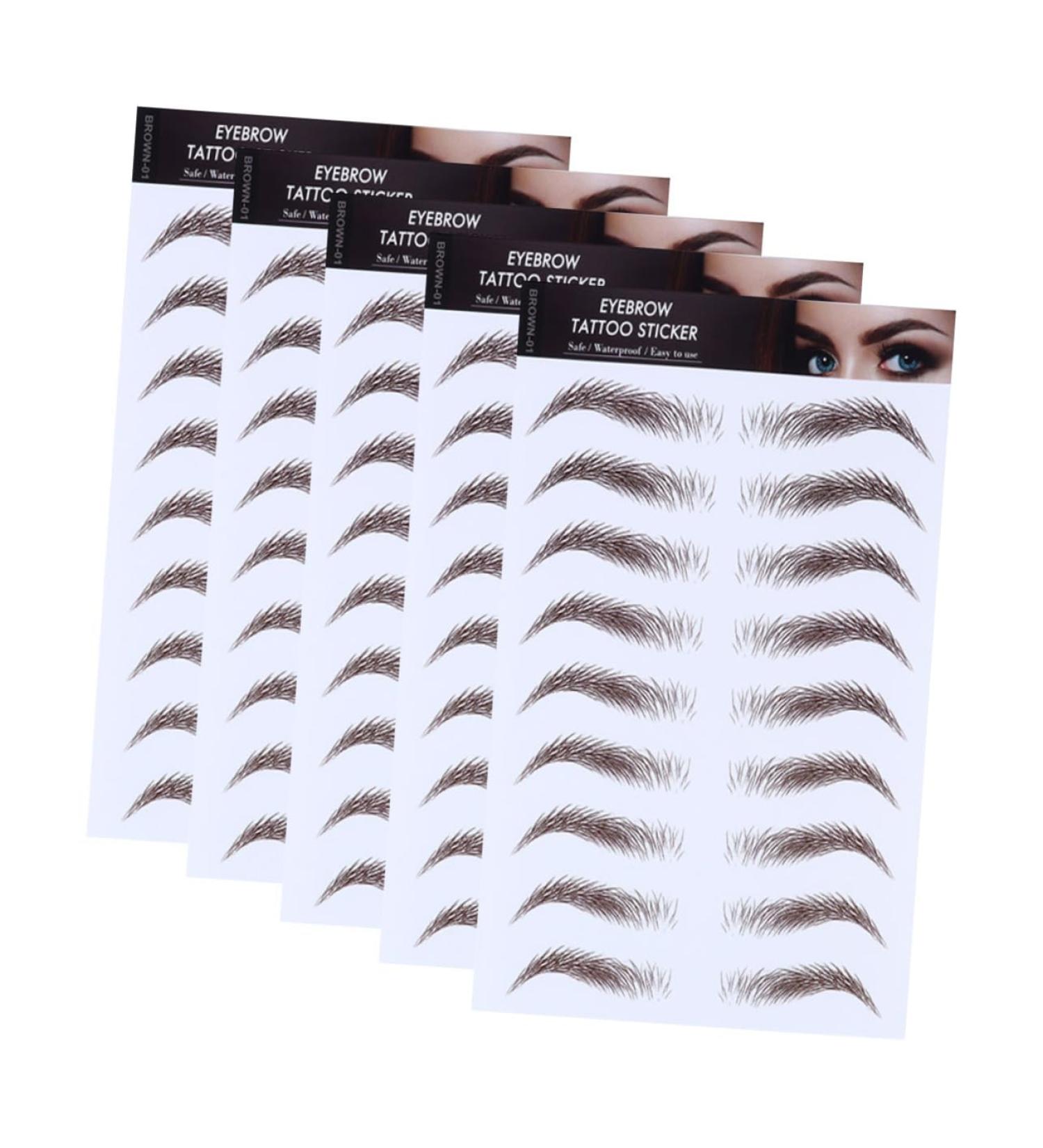 Mipcase 5pcs Eyebrow Stickers Eyebrow Tattoos Temporary False Eyebrows Cosmetics Water Proof Makeup 6d 21x15cm Brown - Buy Online on GoSupps.com