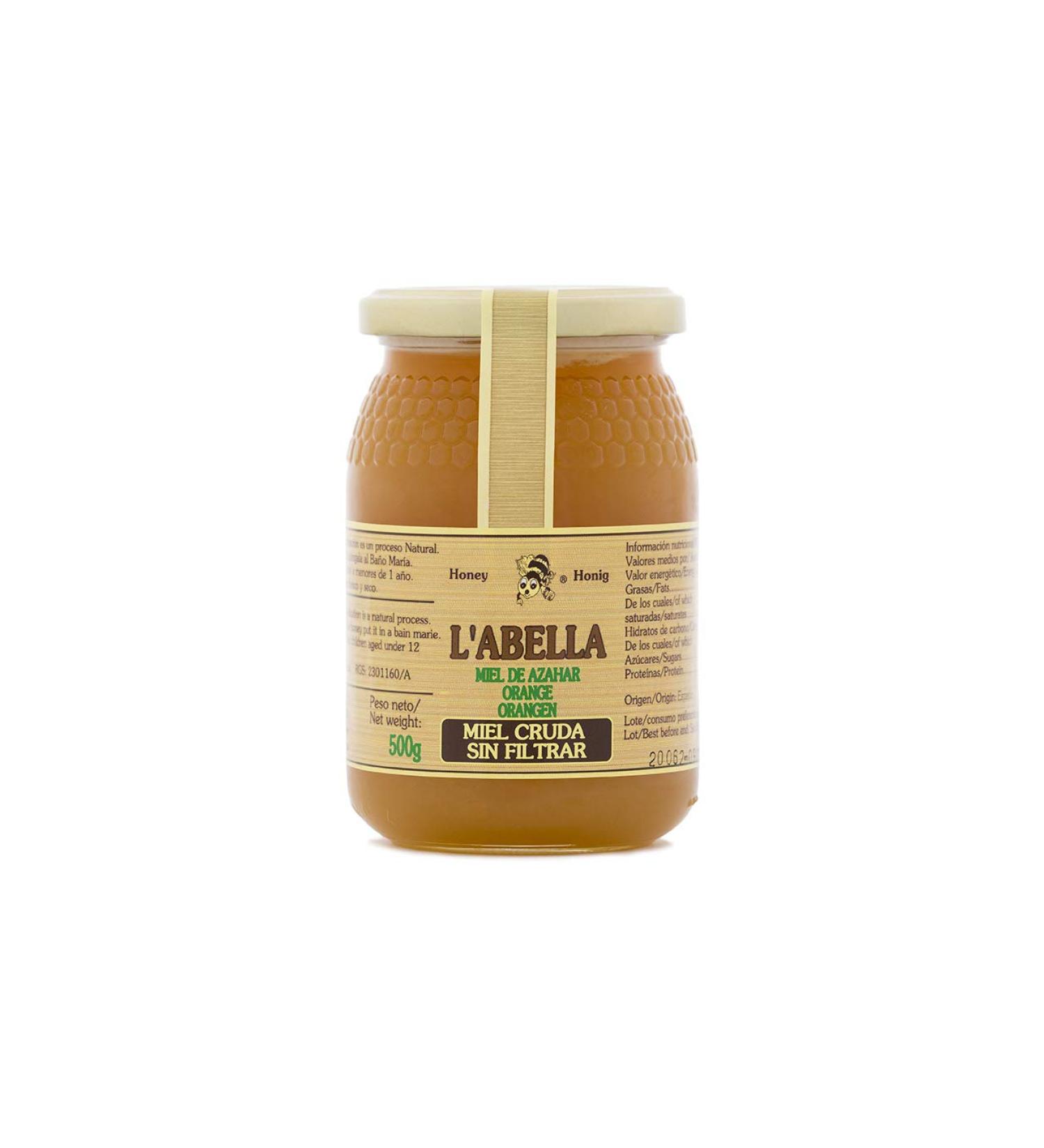 L'Abella Mel - Raw Orange Blossom Honey - 100% Natural Unfiltered Orange Blossom | Pure Bee Honey Handcrafted in Spain Gluten Free - 500g - Buy Online on GoSupps.com
