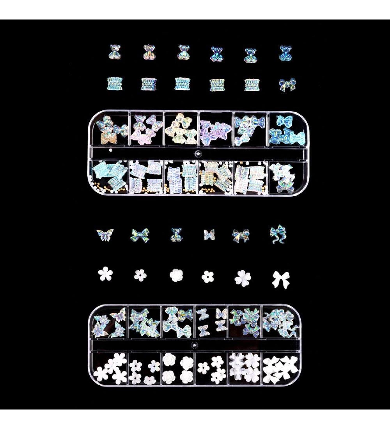 Decals Acrylic Nail Stud Nails Accessories Charm DIY Bow Jelly Bear Shape White Flower Nail Art Charms Multi Shaped Nail Art Rhinestones Kit - Buy Online on GoSupps.com