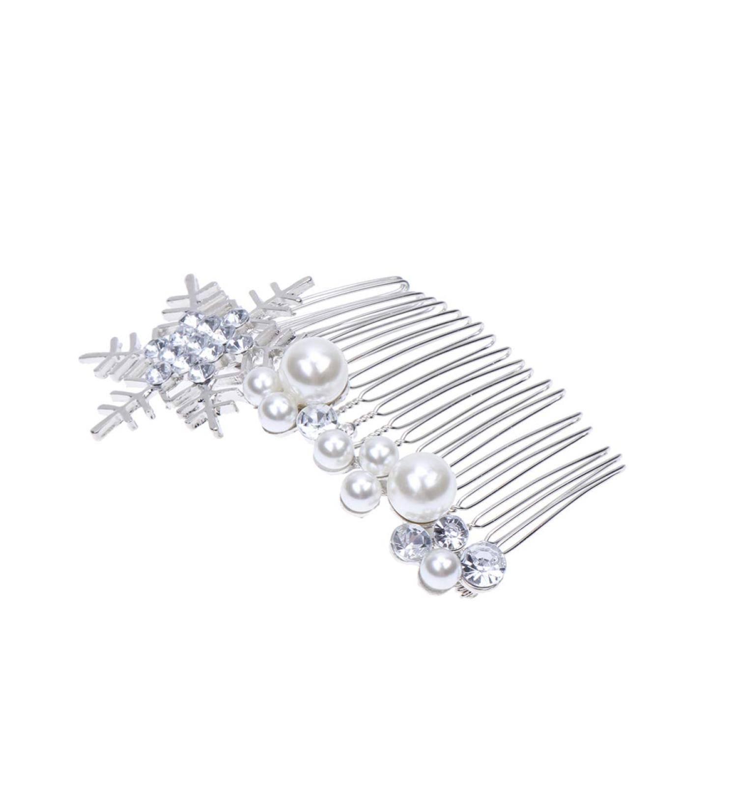 Beaupretty Wedding Hair Comb Pearl Vintage Bridal Hair Side Comb Snowflake Rhinestone Flower Hair Accessories Pieces for Women(Silver) - Buy Online on GoSupps.com