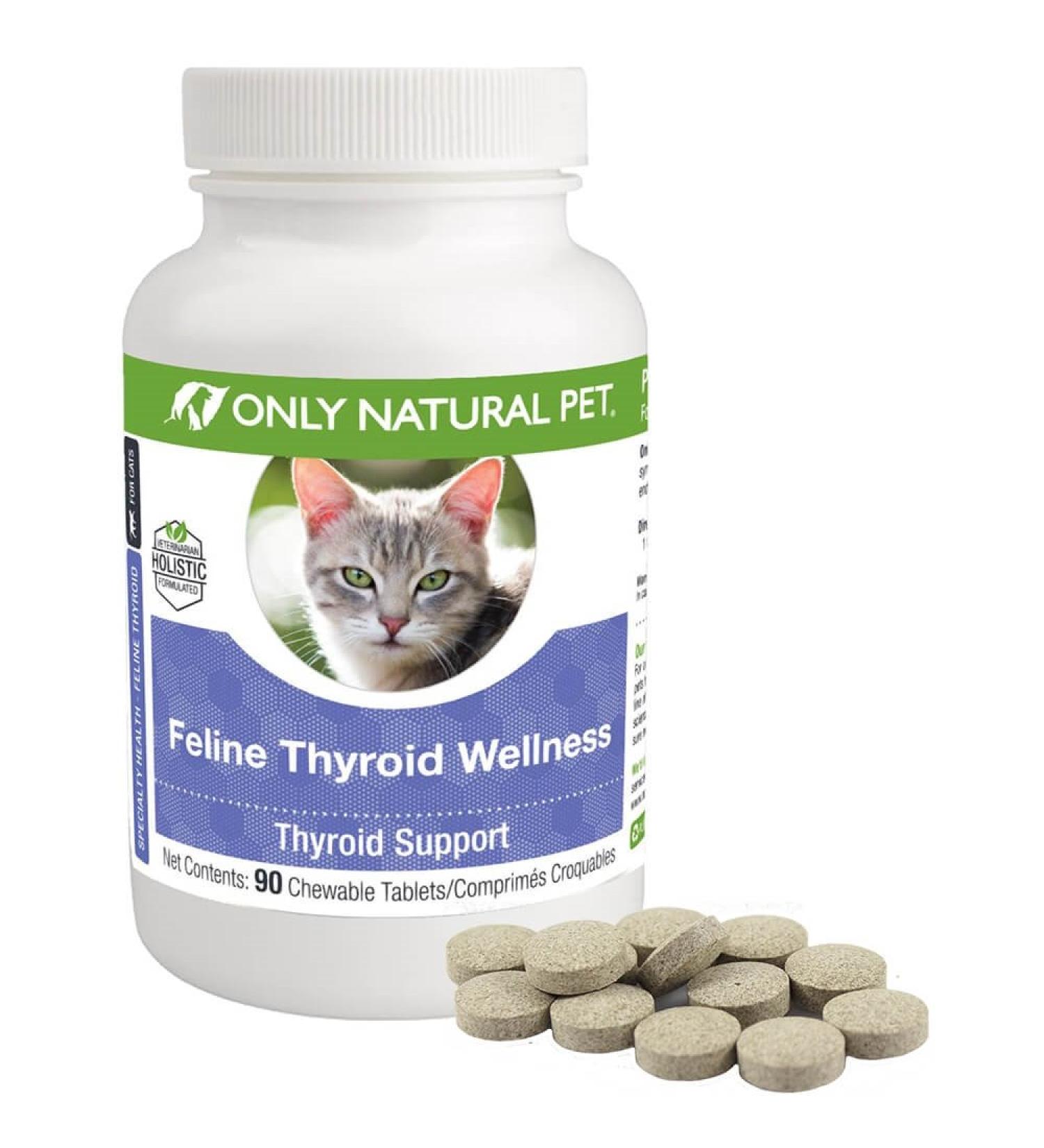 Only Natural Pet Thyroid Support Supplement for Cats - 90 Turkey Flavored Tablets - Buy Online on GoSupps.com