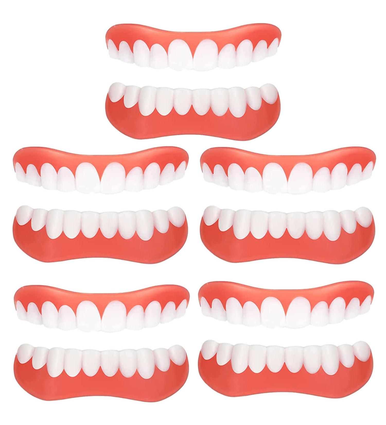 High-Quality False Teeth Veneers | White Dentures for Top & Lower Jaw | Smile Restoration - 5 Piece Set - Buy Online on GoSupps.com