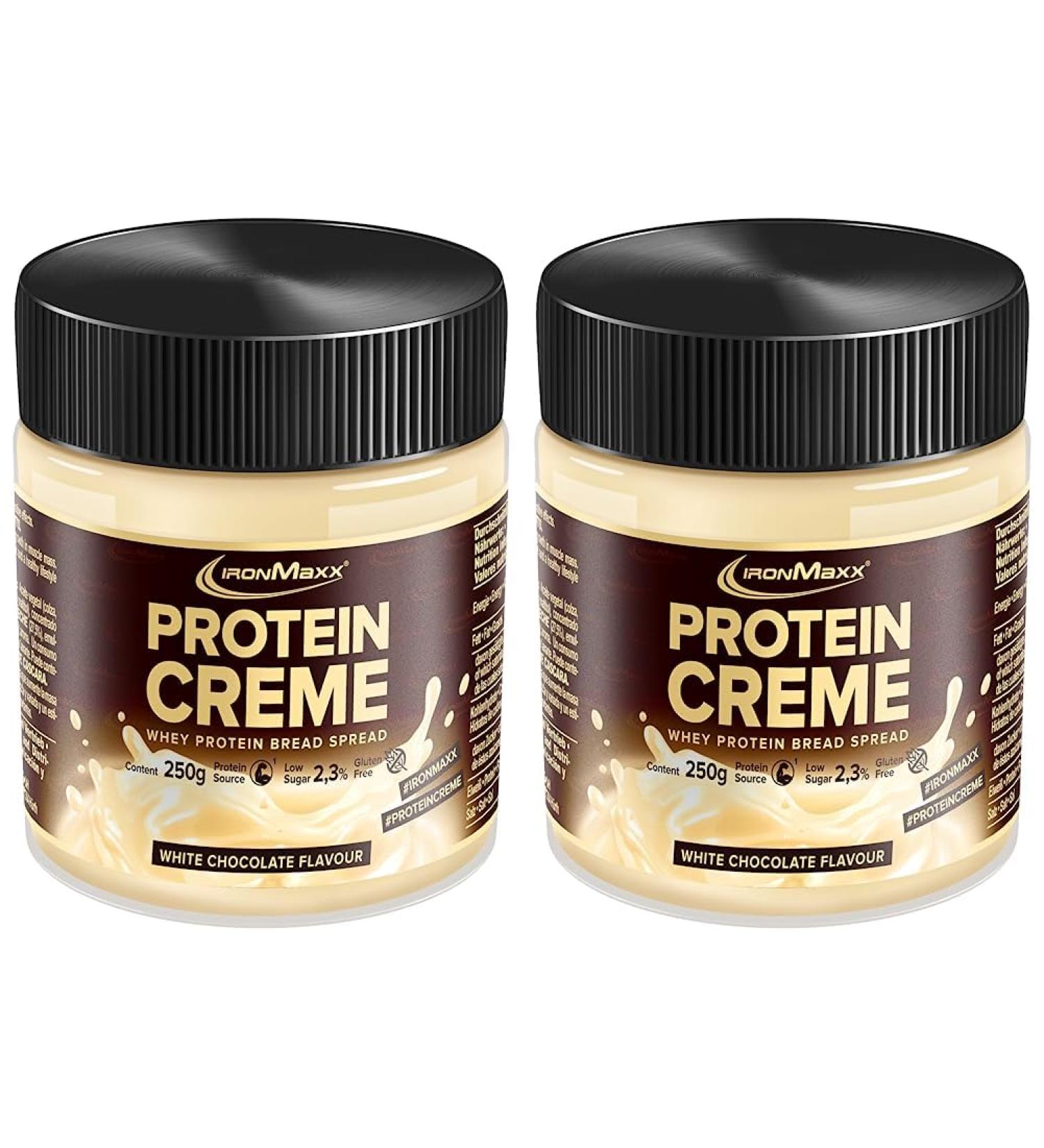 Ironmaxx Protein Creme - White Chocolate 250g | High Protein Low Carb Bread Spread (Pack of 2) | Healthy Diet Snack - Buy Online on GoSupps.com