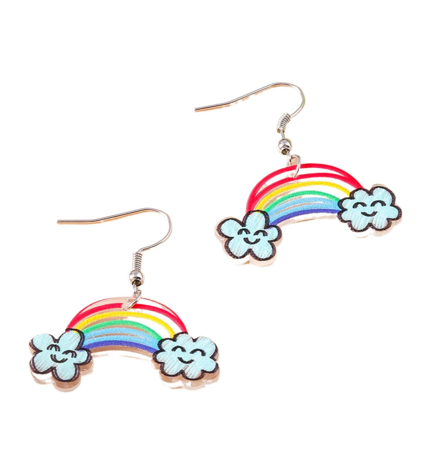 Feyley Earrings - Acrylic Pendant Earrings for Women | Lightweight Cartoon Fashion Jewelry for Everyday & Casual Dates | Colorful Rainbow Design - Buy Online on GoSupps.com