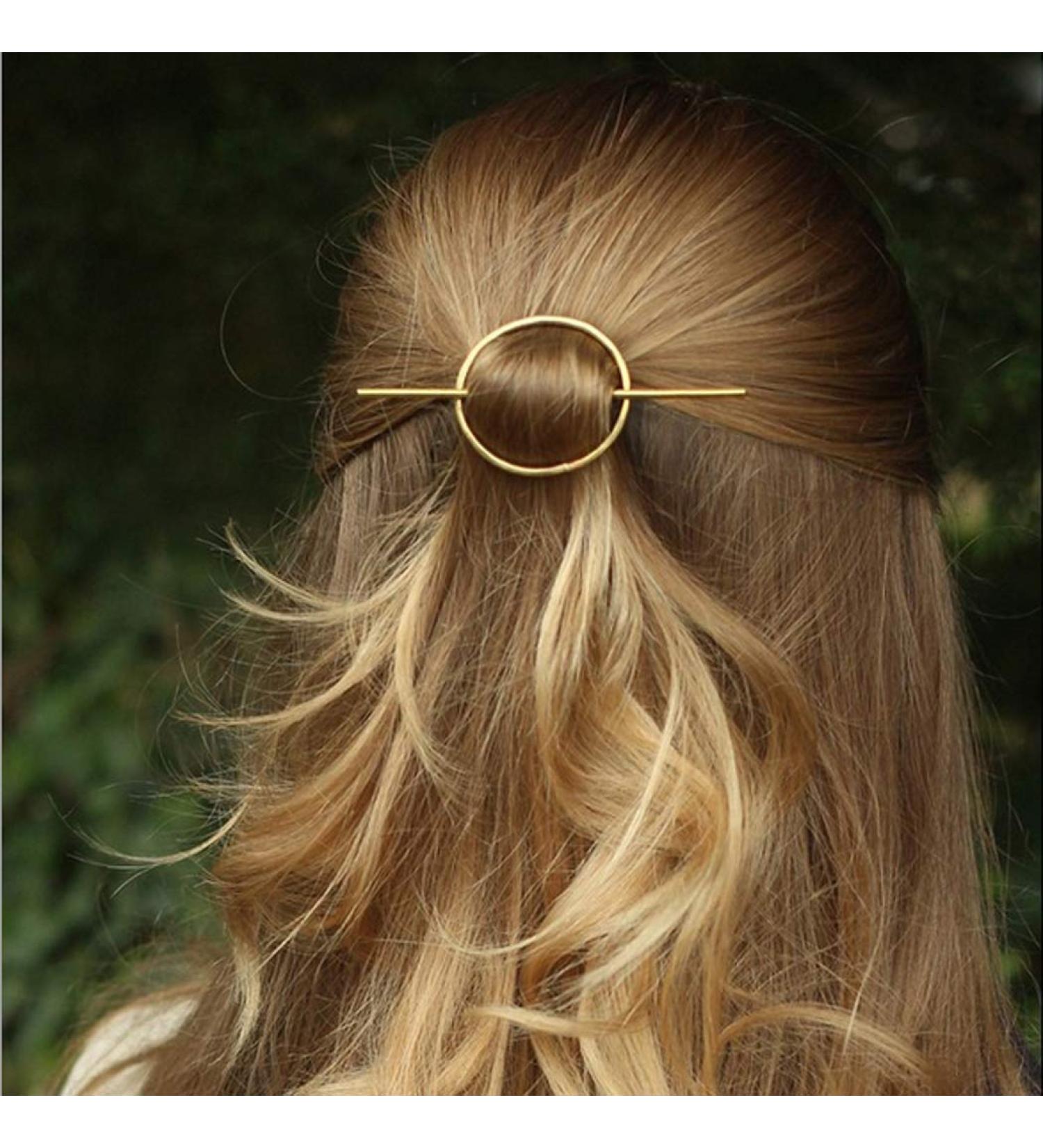 Jakawin Circle Hair Clip Brass Barrette Jewelry - Minimalist Hair Accessories for Women & Girls (Gold) | HCl035 - Buy Online on GoSupps.com
