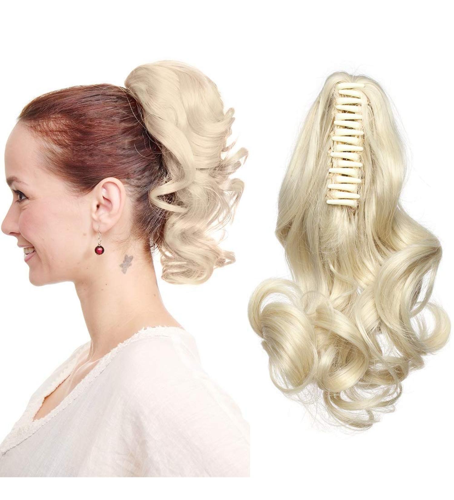 SEGO Ponytail Extension | Voluminous Wavy Hair Piece | Realistic Bleached Blonde Braid - 30cm (110g) - Buy Online on GoSupps.com