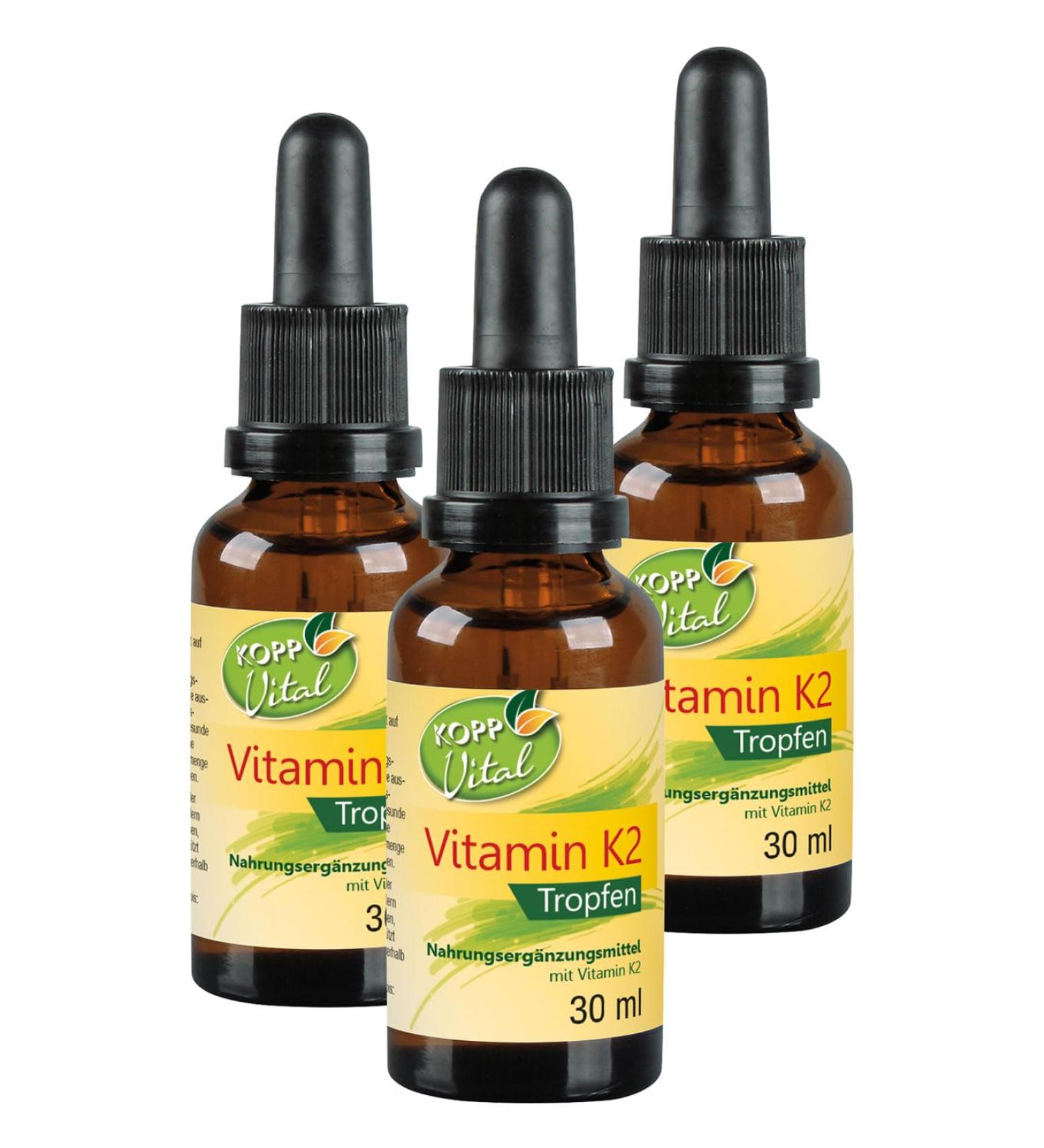 Kopp Vital Vegan Vitamin K2 Drops | 3 x 30 ml | High Bioavailability | 99.5% All-Trans | Soy-Free | Pharmacy Quality - Buy Online on GoSupps.com