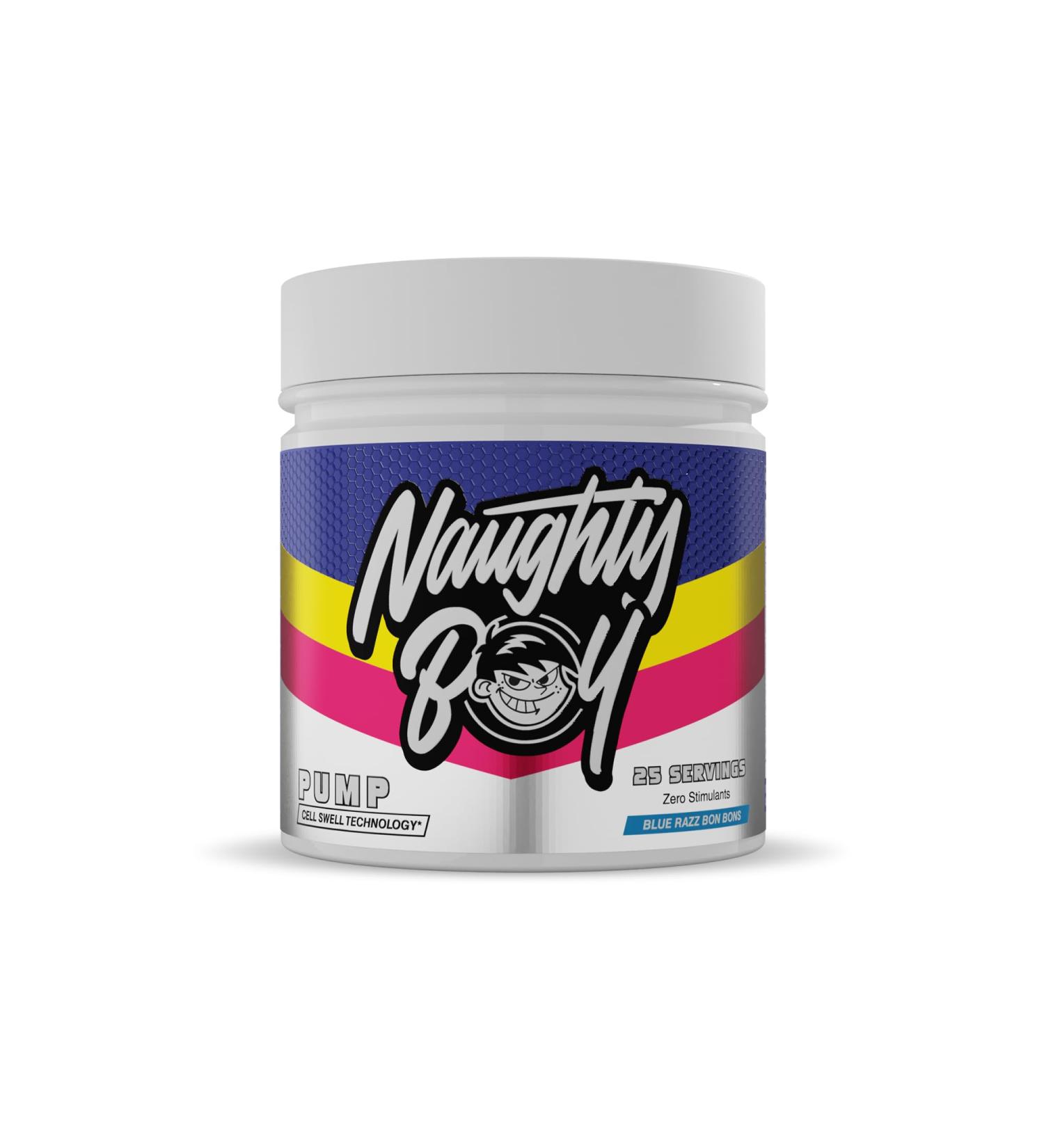 Naughty Boy Cell Swell Non Stimulant Pre Workout - Blue Razz Bon Bons - 25 Servings, L-Citrulline, Beta Alanine, Added Arginine for Pump, Performance & Focus - Buy Online on GoSupps.com