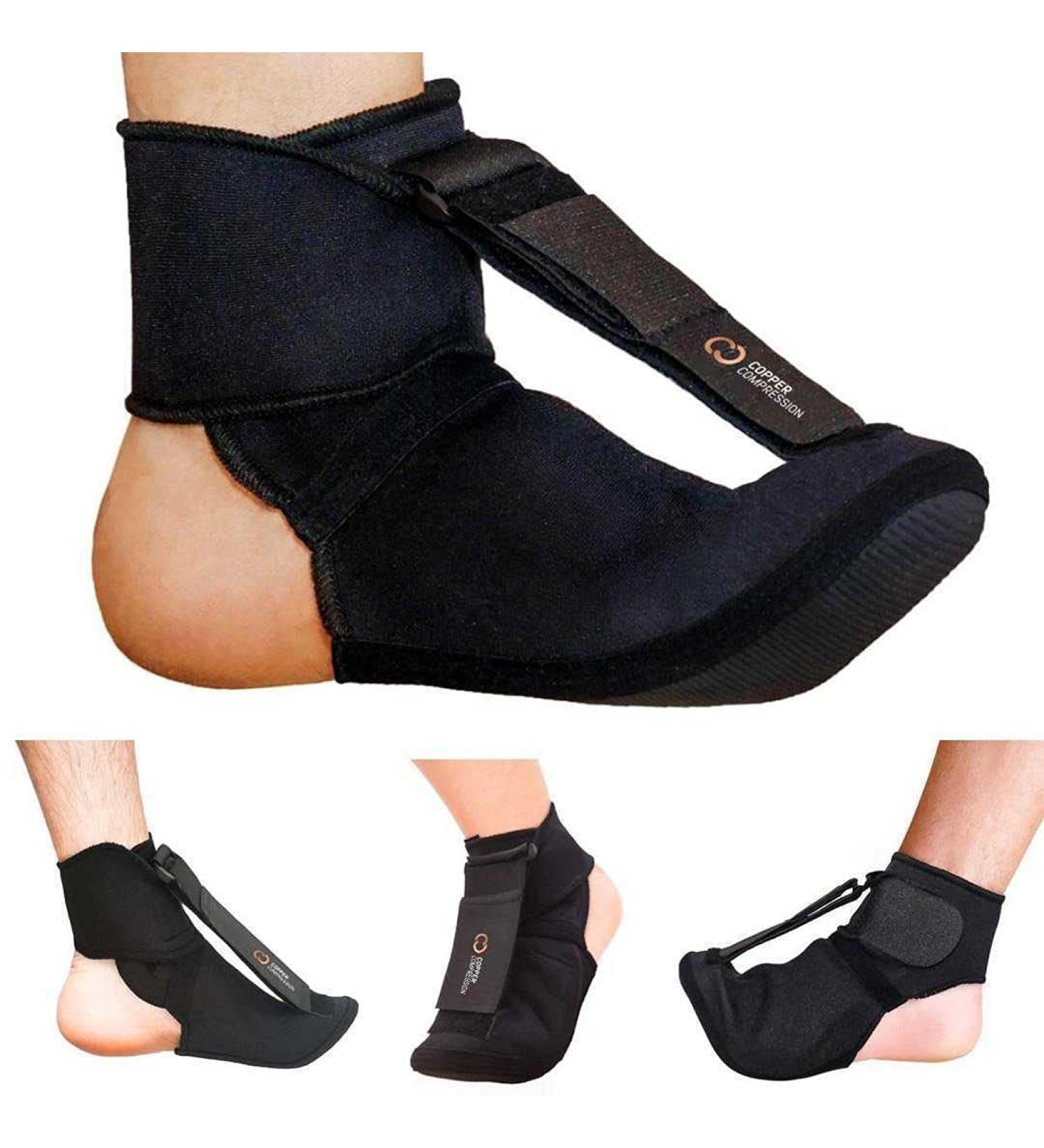 Copper Compression Plantar Fasciitis Night Splint Sock for Right or Left Foot - Dorsal Drop Foot Brace - Soft Stretching Boot Splint for Sleep & Recovery - Medium Size (1 Pack) - Buy Online on GoSupps.com