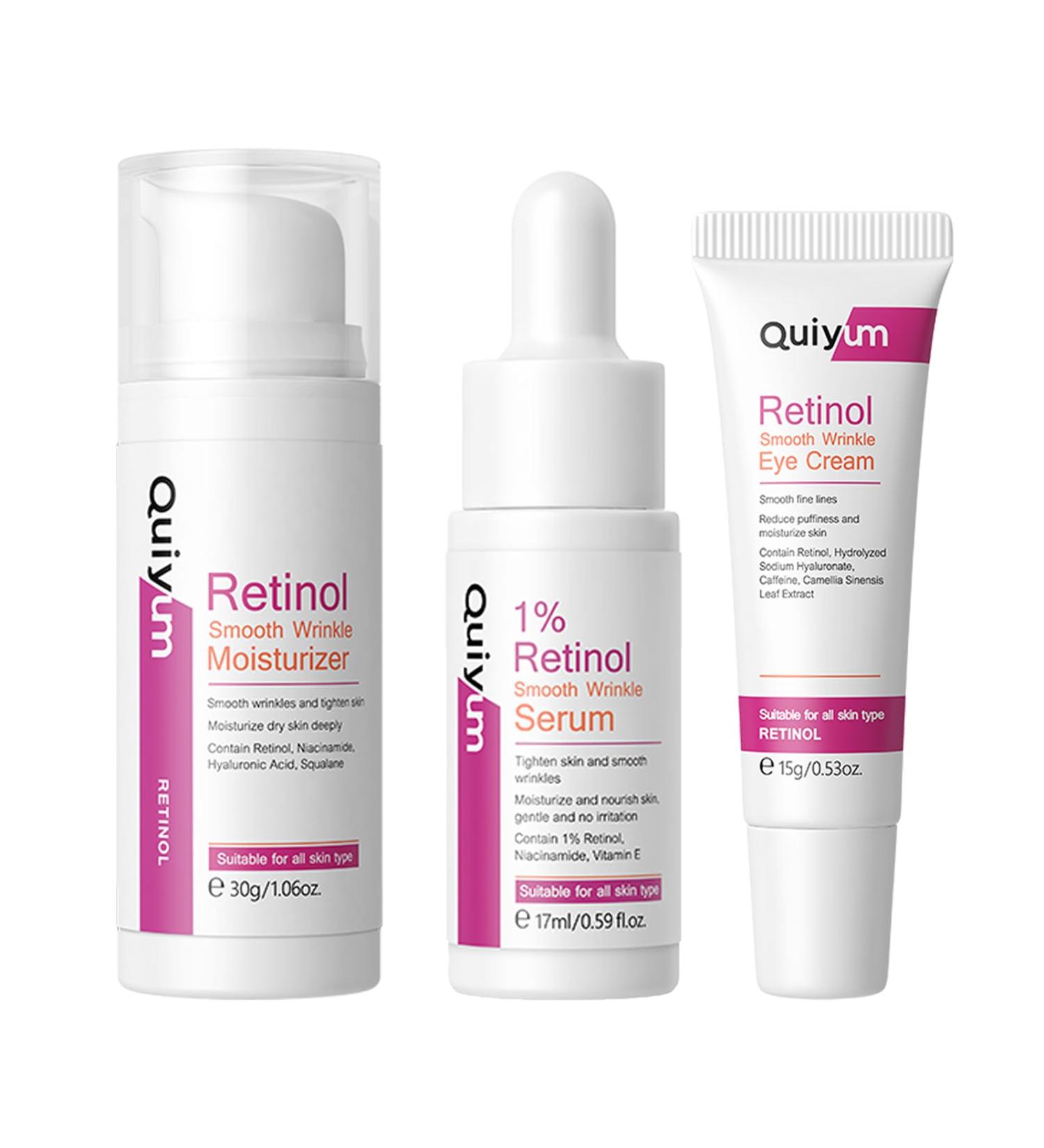 Retinol Skin Care Set Age Defying Skincare 3PC Skin Care For Anti-Aging Skin Firming Dark Spot Remover For Face Face Cream Eye Cream Face Serum Set 01 - Buy Online on GoSupps.com