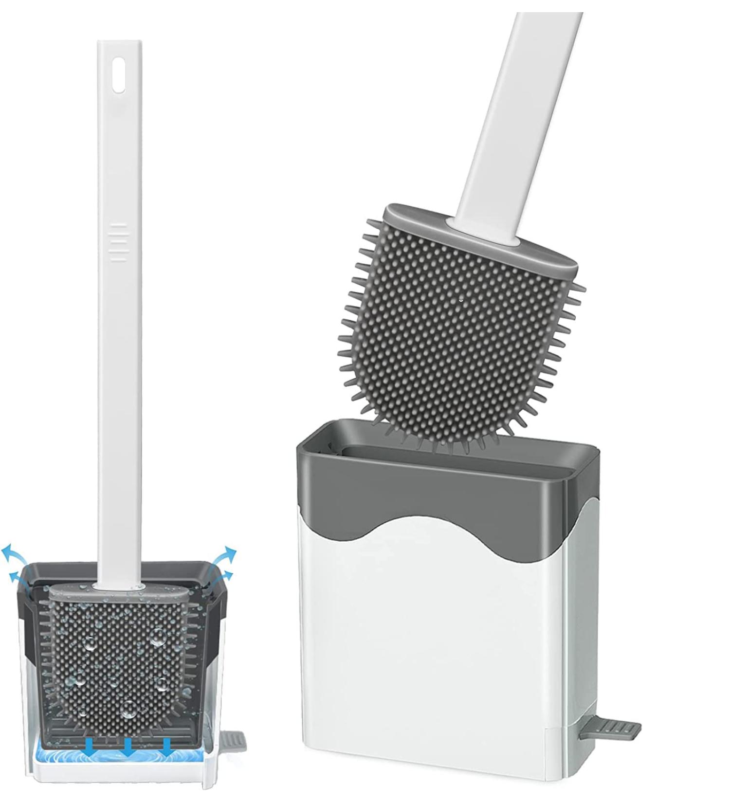 Flexer Silicone Toilet Brush and Holder - Deep Cleaning Rubber Brush for Bathroom - Gray - Buy Online on GoSupps.com