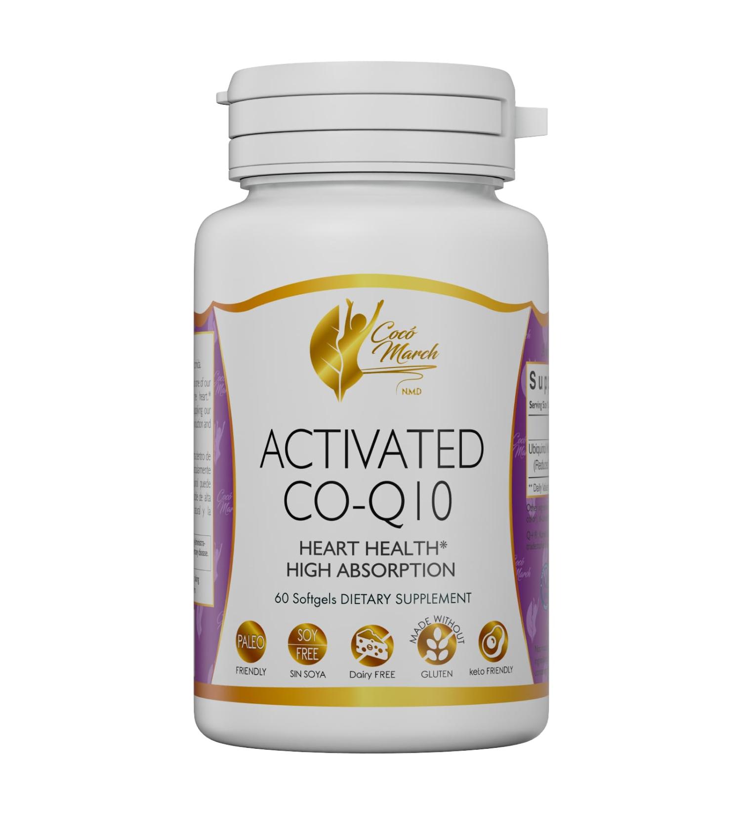 Activated CO-Q10 by Coco March - Heart Health Support & Natural Energy - Gluten Free Soy Free - 60 Softgels - Buy Online on GoSupps.com