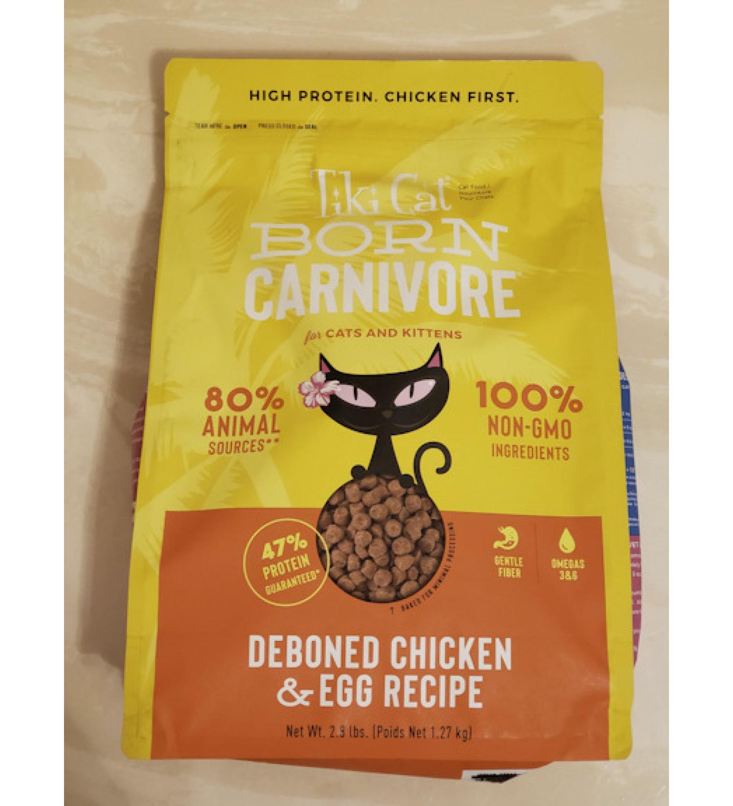 Tiki Cat Born Carnivore Low Carb Grain Free Dry Cat Food - Baked with Fresh Meat - Chicken & Egg Recipe NEW - Deboned Chicken & Egg 5.6 Pound (Pack of 1)