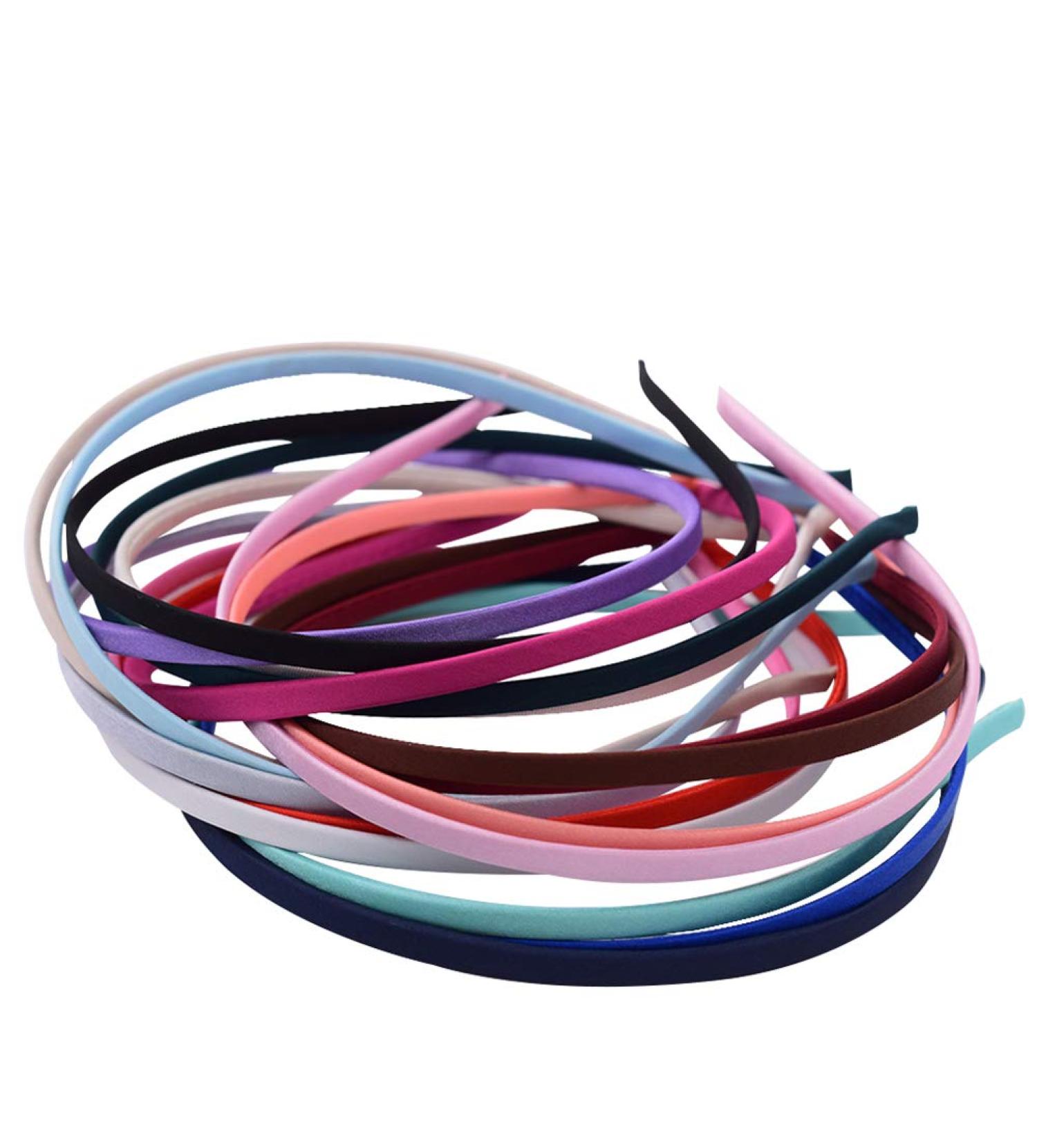 18-Piece Satin Hair Bands Gentle Touch Headbands for Women & Girls 1cm DIY Hair Accessories in 18 Colors - Buy Online on GoSupps.com