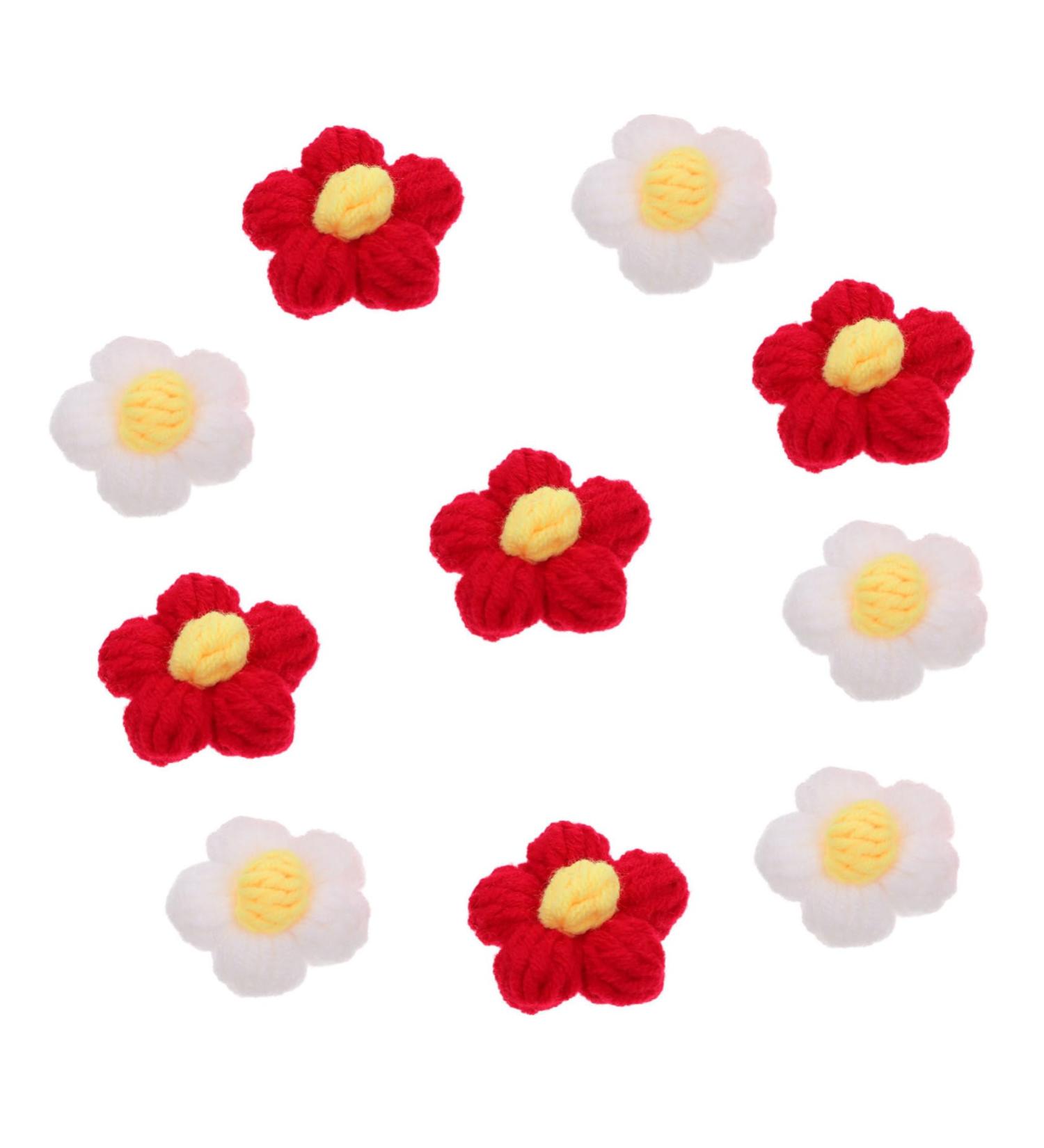 KONTONTY Handmade Crochet Flowers Embellishments 10pcs Hairpin Accessories Toddler Child Bubble Flower Puff Flower DIY Charm Assorted Color 2 4X4cm - Buy Online on GoSupps.com
